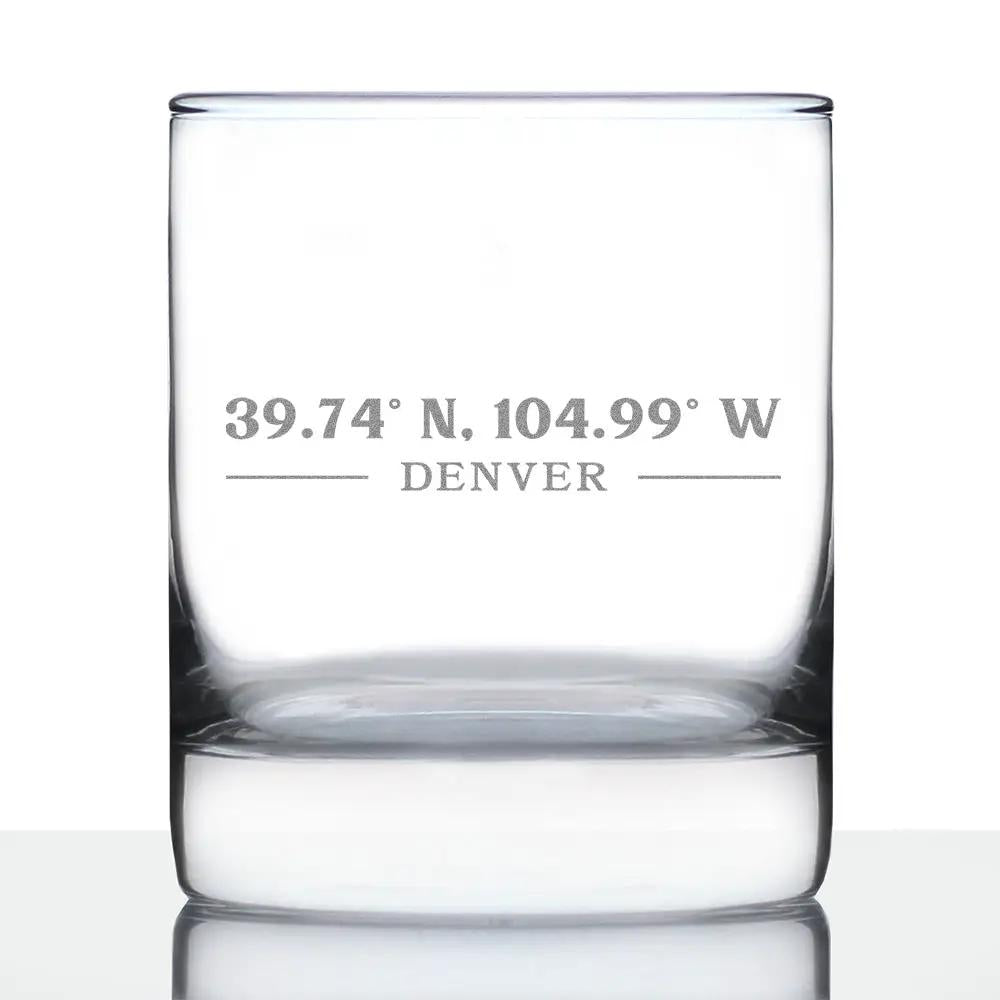 Rocks Glass | 10 Ounce | Hand Etched Coordinates | Single Pack