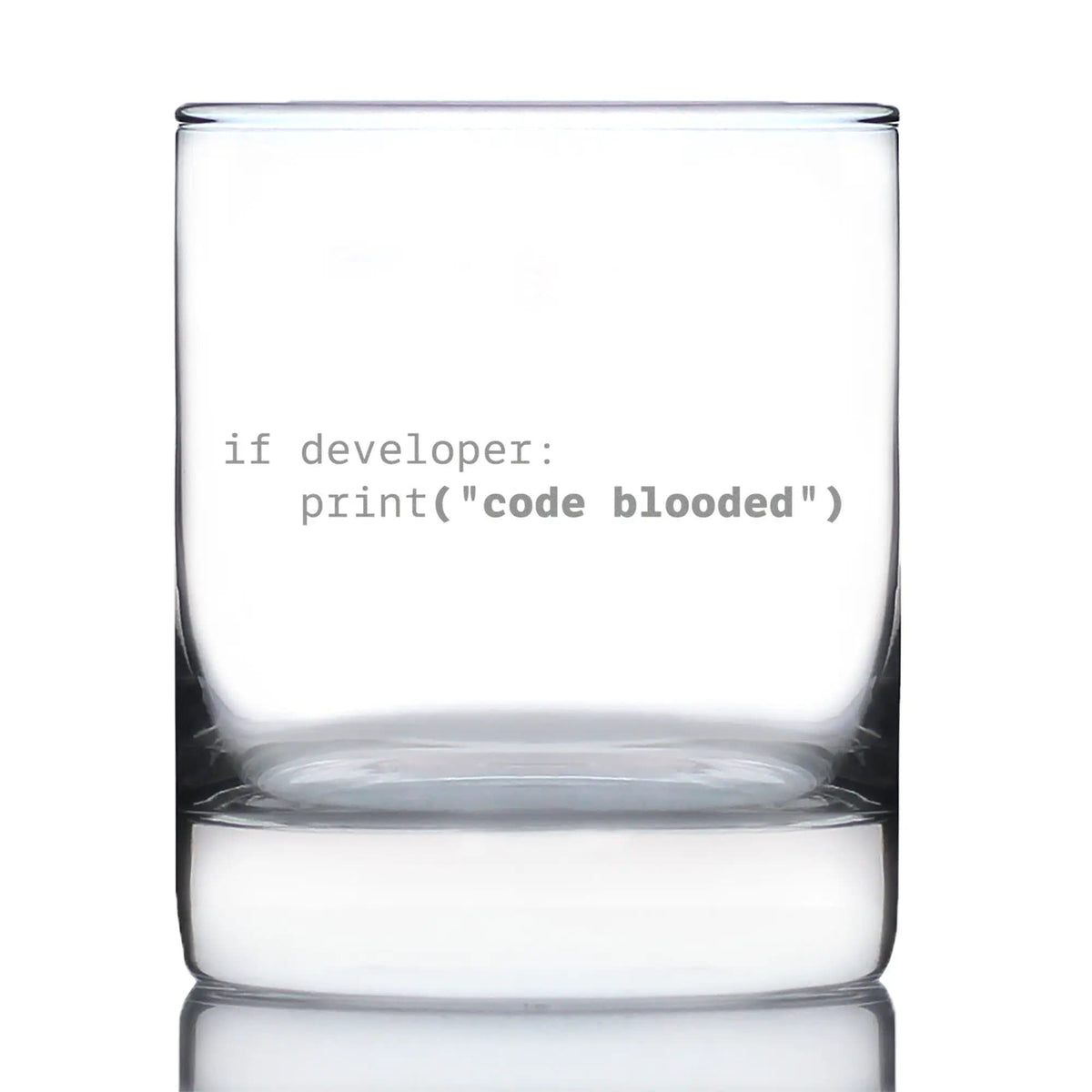 Etched Rocks Glass | 10.25 oz Whiskey Glass | Dishwasher Safe | Code Blooded Engraved
