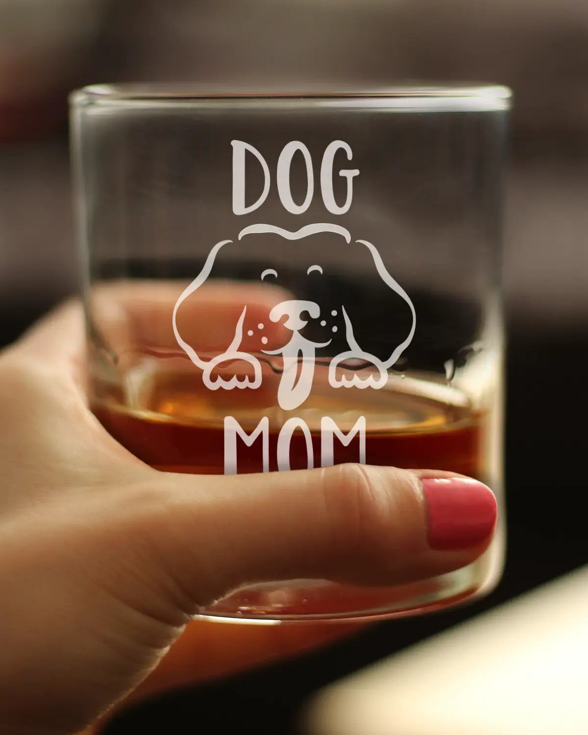 Whiskey Rocks Glass | Dog Mom Etching | 10 Oz Capacity