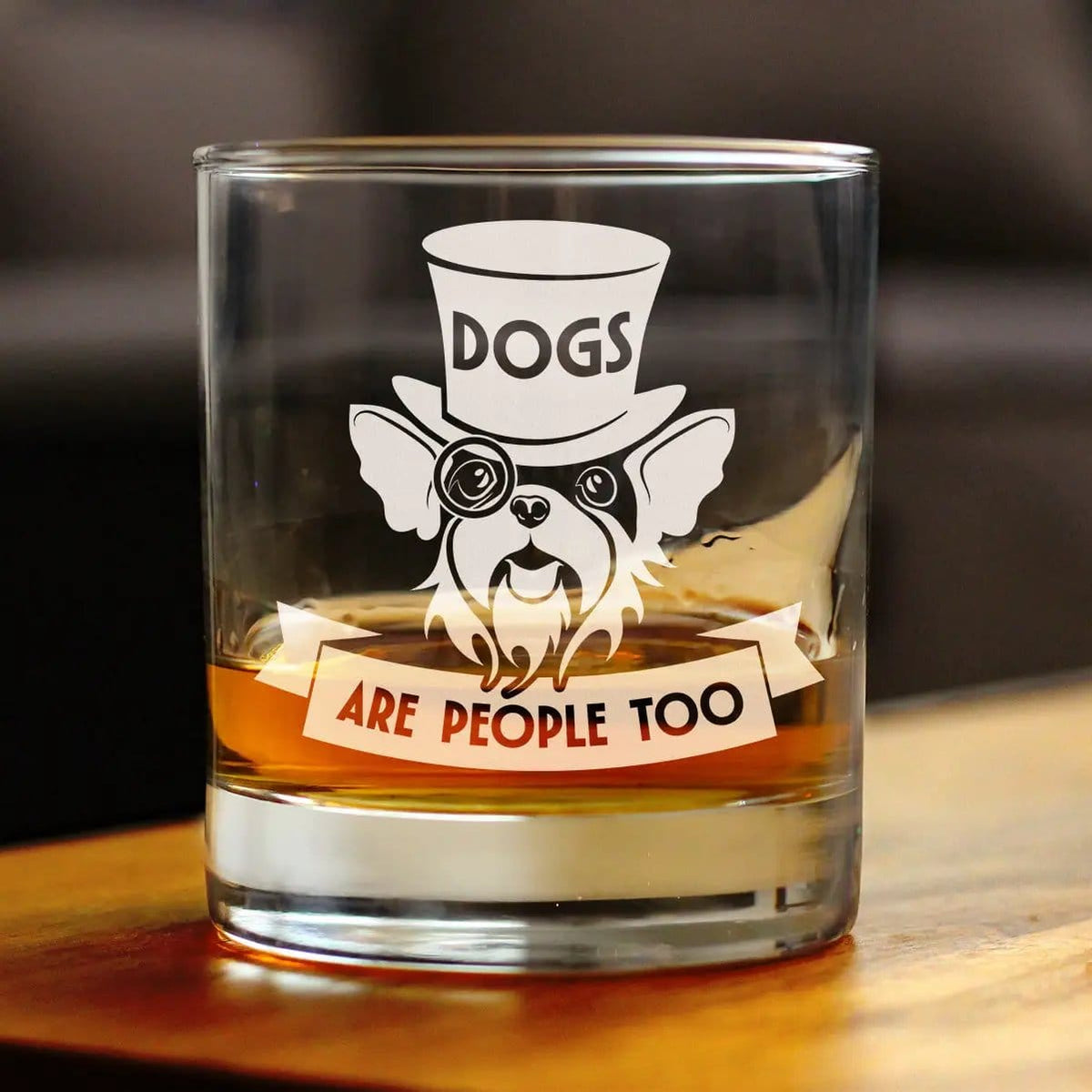 Etched Rocks Glass | 10.25 oz Whiskey Glass | Dishwasher Safe | Dogs Are People Too Engraved