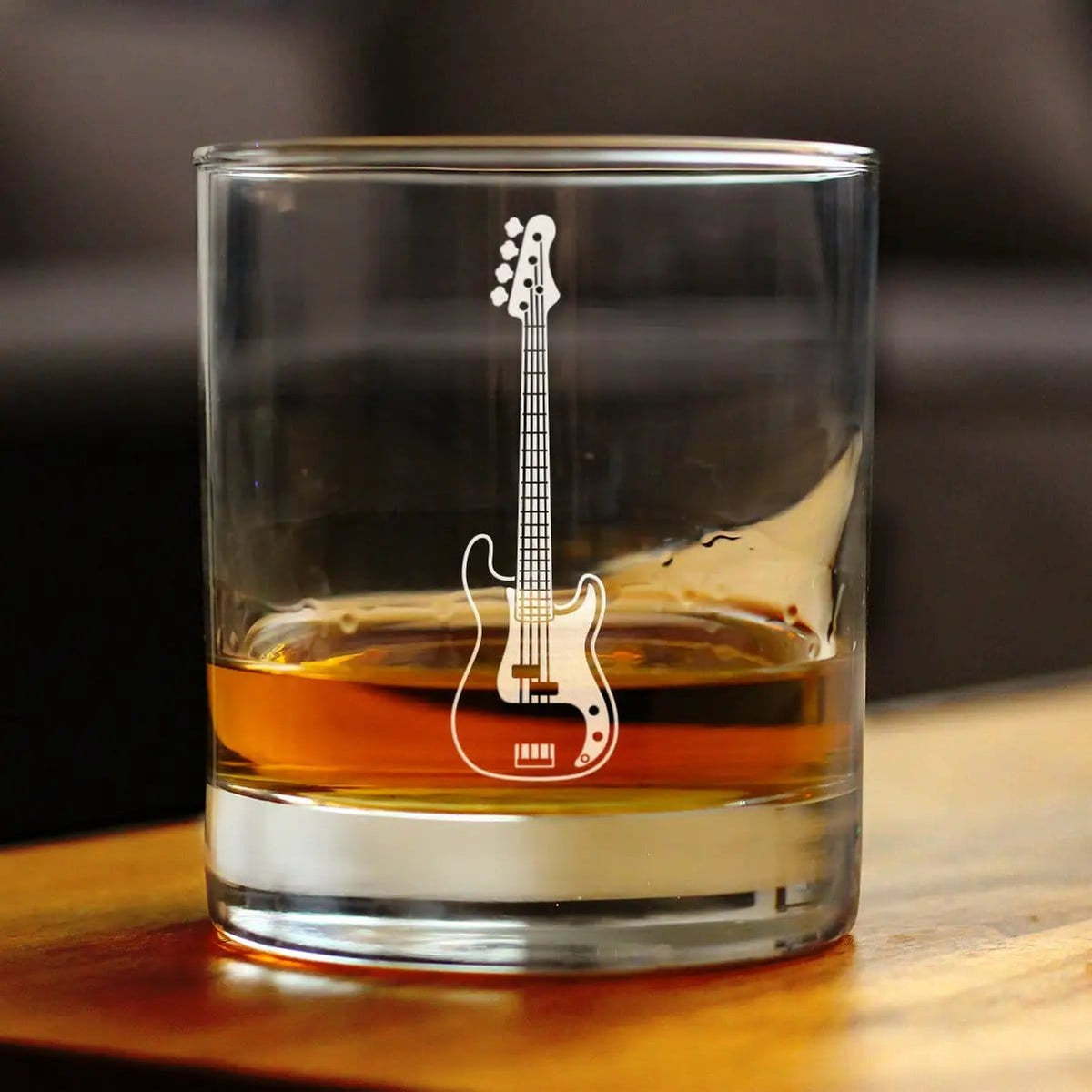 Etched Rocks Glass | 10.25 oz Whiskey Glass | Dishwasher Safe | Electric Bass