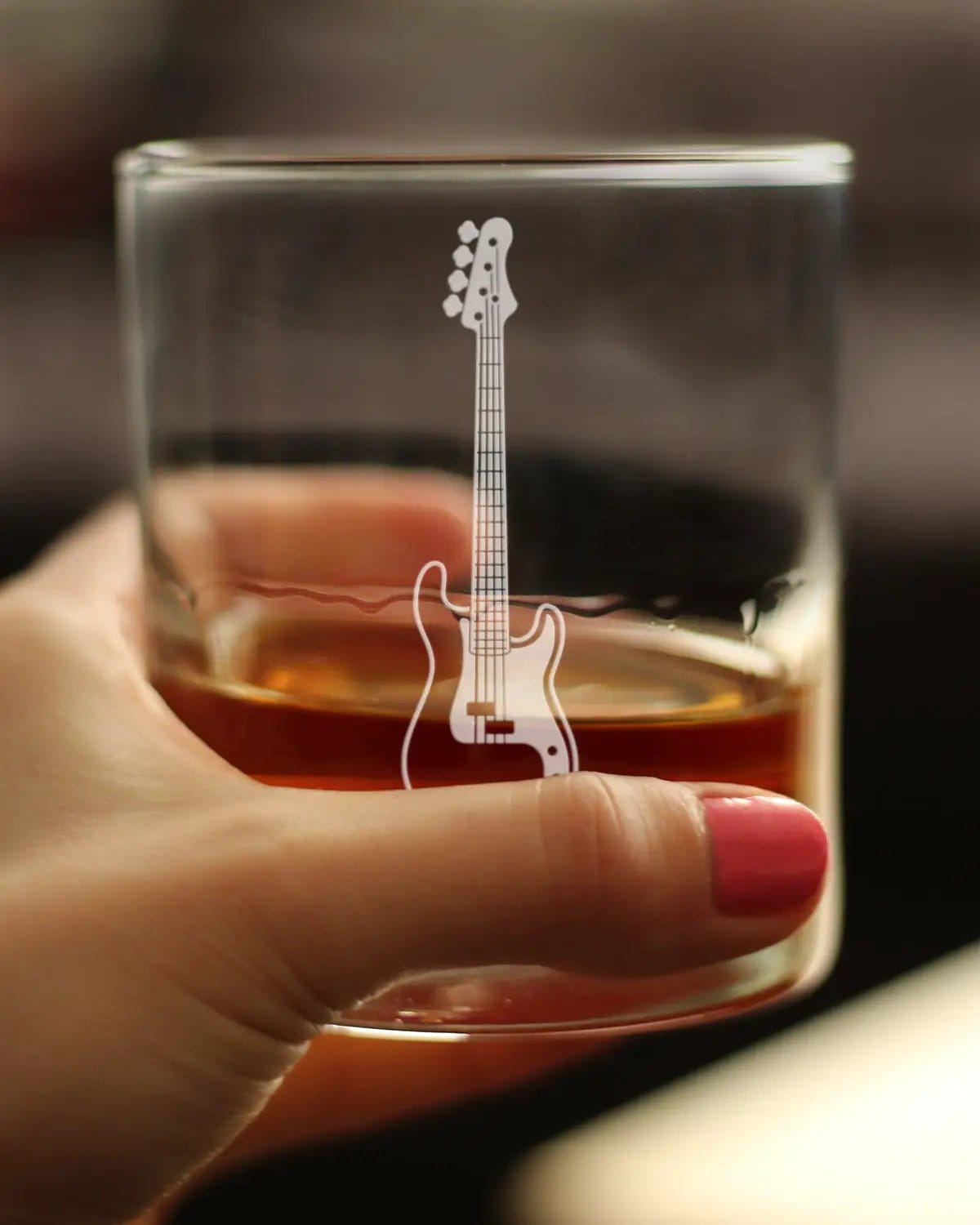 Etched Rocks Glass | 10.25 oz Whiskey Glass | Dishwasher Safe | Electric Bass