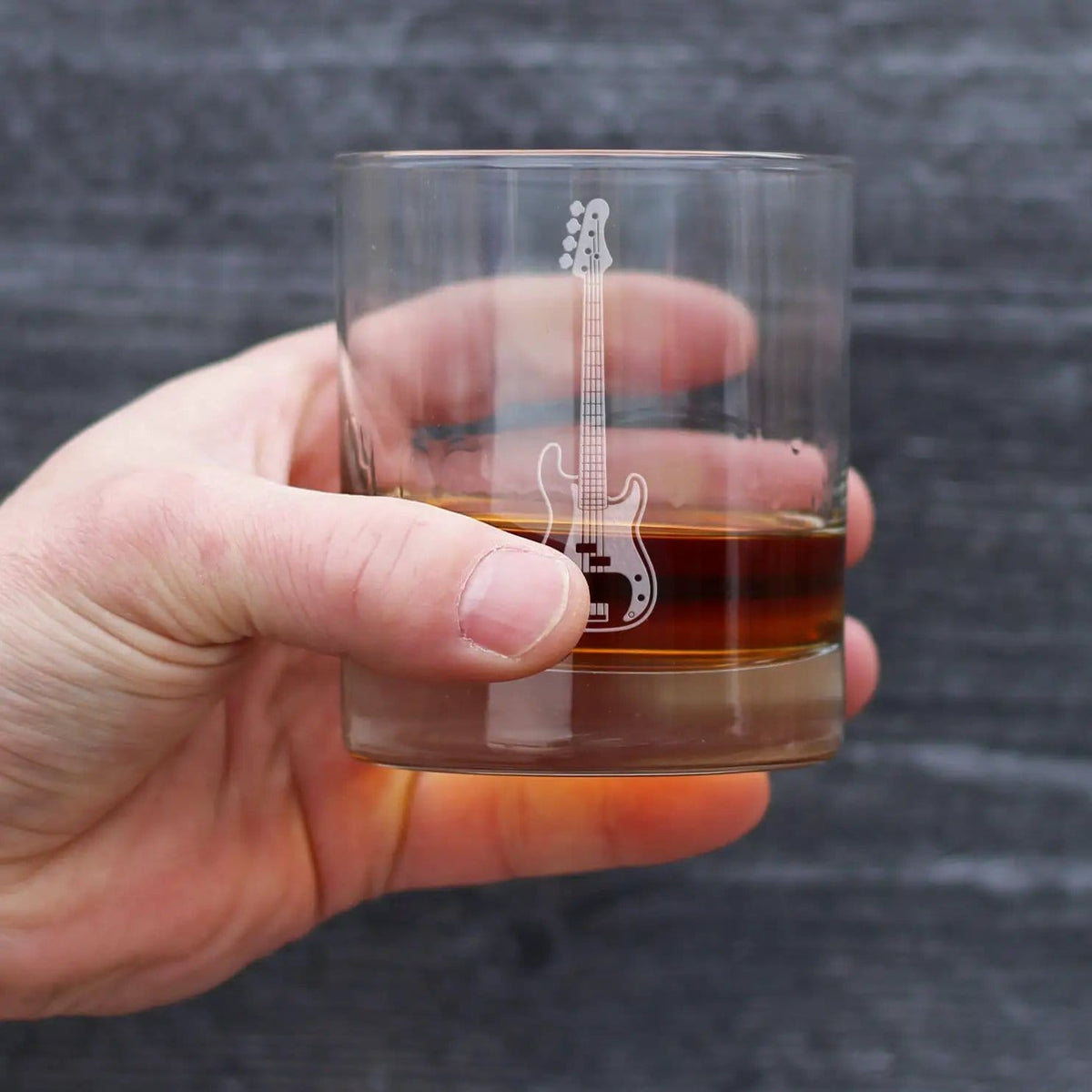 Etched Rocks Glass | 10.25 oz Whiskey Glass | Dishwasher Safe | Electric Bass