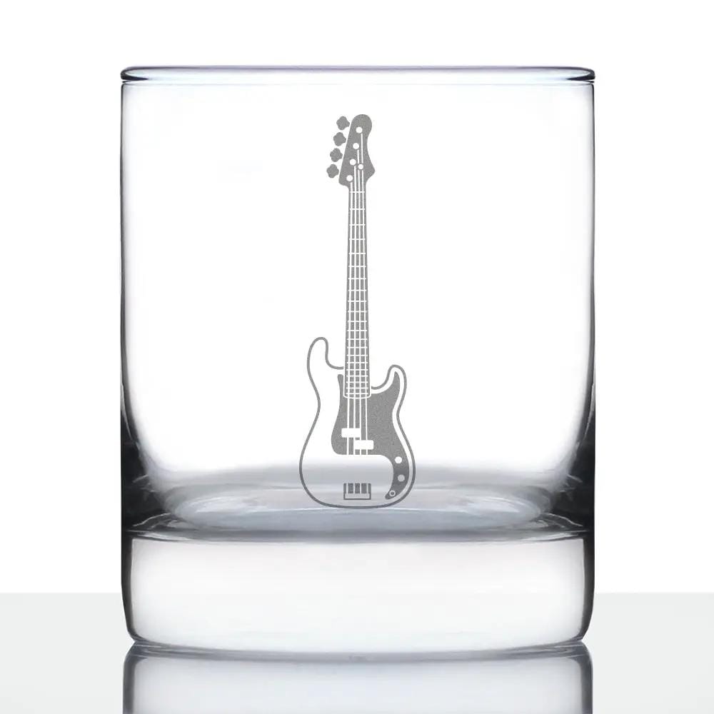 Etched Rocks Glass | 10.25 oz Whiskey Glass | Dishwasher Safe | Electric Bass