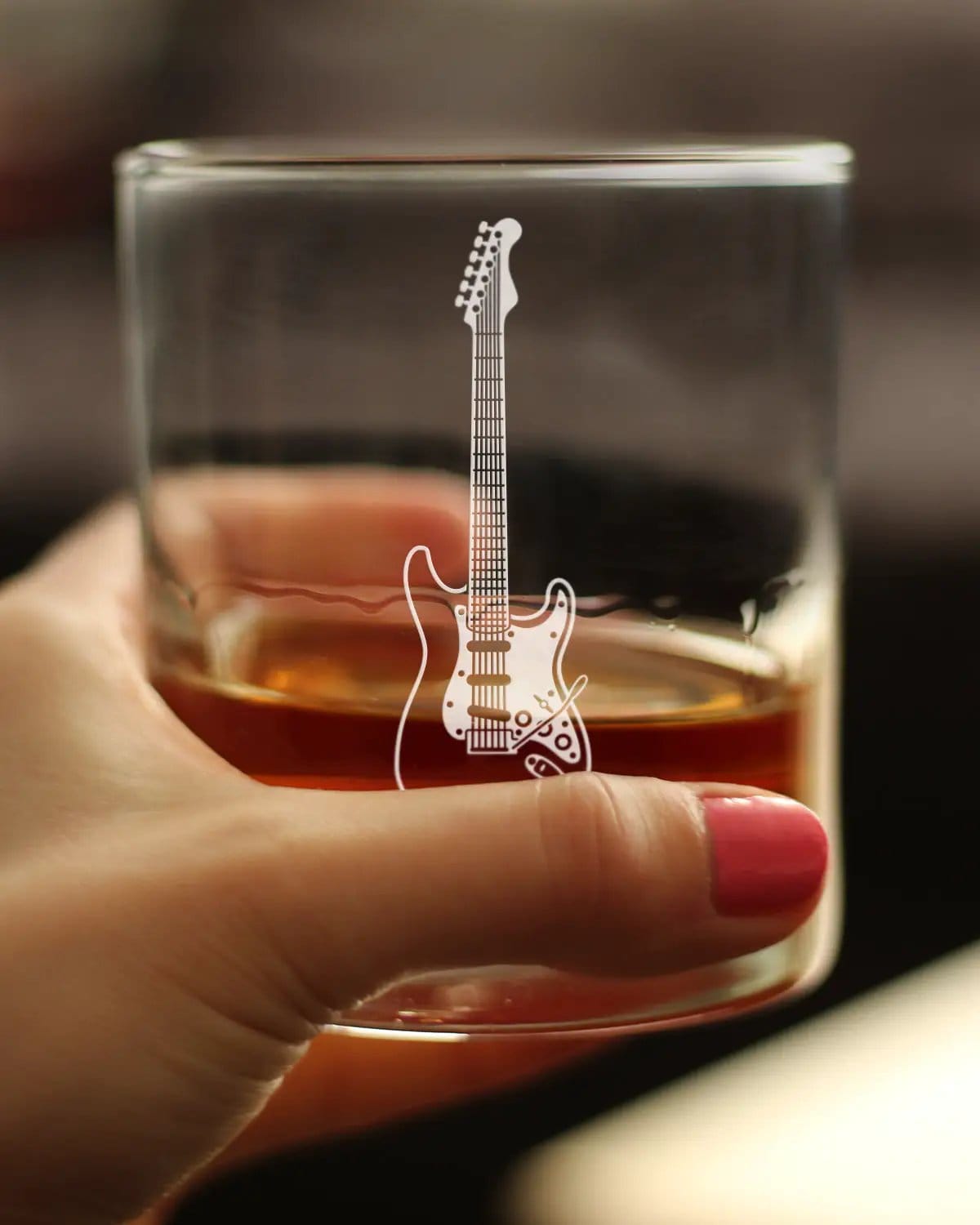 Etched Rocks Glass | 10.25 oz Whiskey Glass | Dishwasher Safe | Electric Guitar
