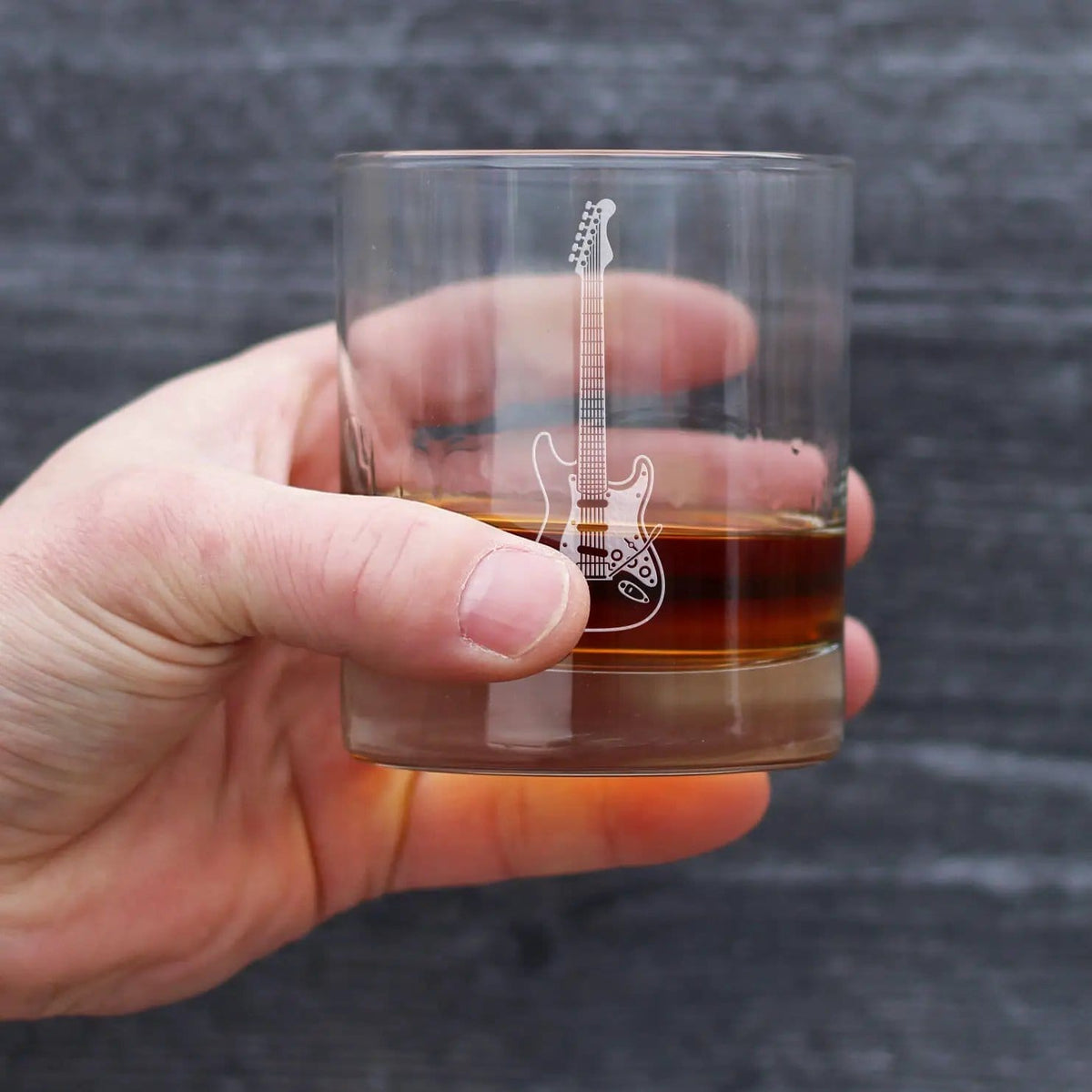 Etched Rocks Glass | 10.25 oz Whiskey Glass | Dishwasher Safe | Electric Guitar
