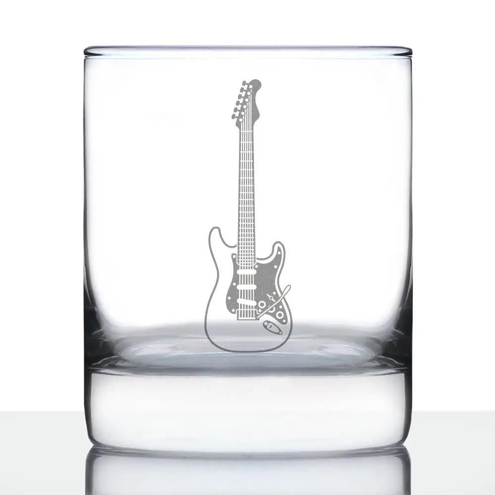 Etched Rocks Glass | 10.25 oz Whiskey Glass | Dishwasher Safe | Electric Guitar