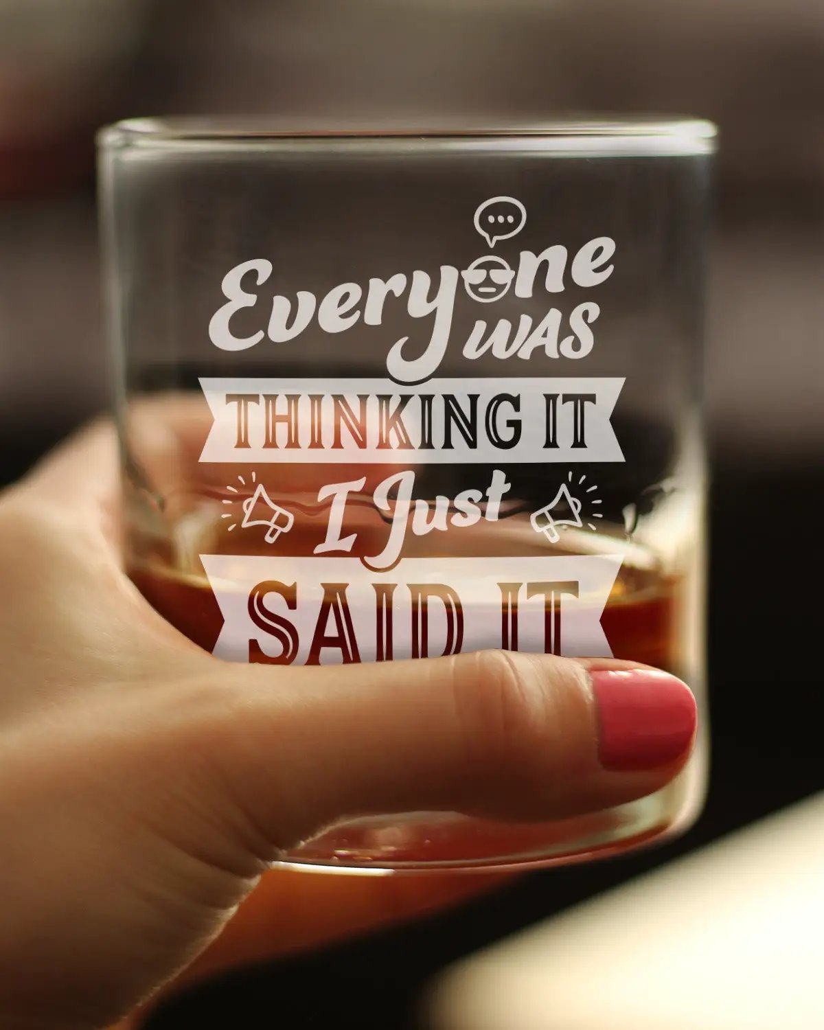 Whiskey Rocks Glass | Hand Etched Text | Dishwasher Safe | 10 Oz
