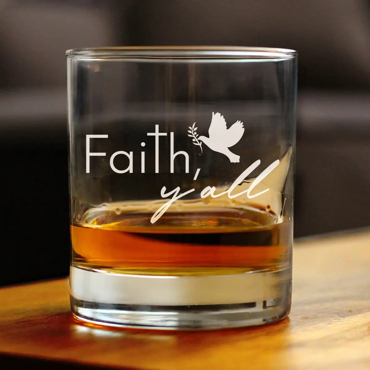 Etched Rocks Glass | 10.25 oz Whiskey Glass | Dishwasher Safe | Faith Y'all Engraved