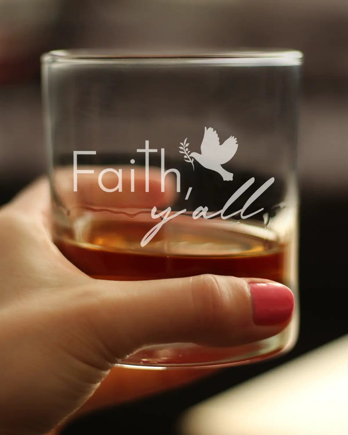 Etched Rocks Glass | 10.25 oz Whiskey Glass | Dishwasher Safe | Faith Y'all Engraved