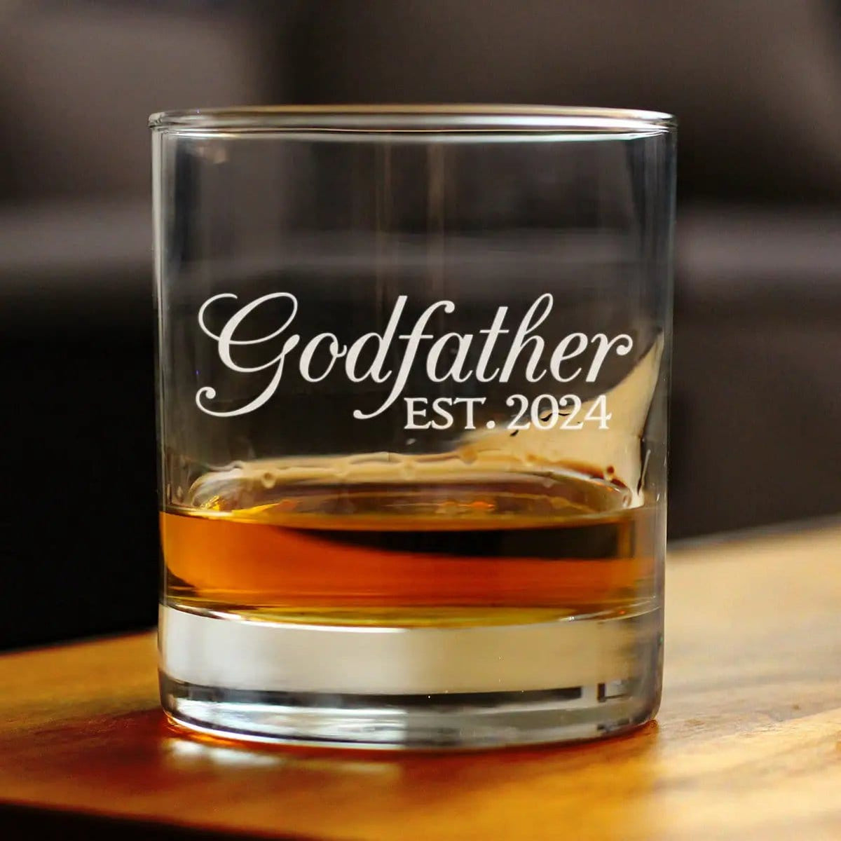 Etched Rocks Glass | 10.25 oz Whiskey Glass | Dishwasher Safe | Godfather Est 2024 - New Godfather