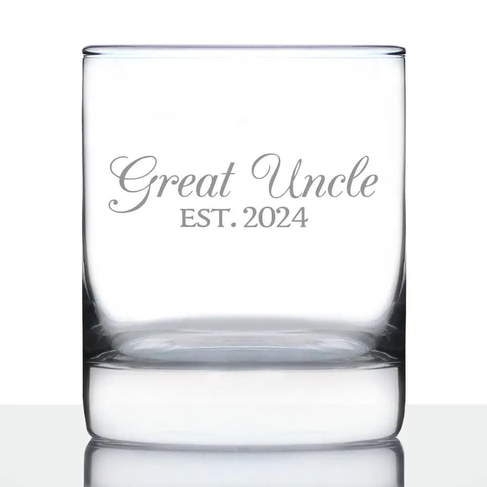 Etched Rocks Glass | 10.25 oz Whiskey Glass | Dishwasher Safe | Great Uncle Est 2024