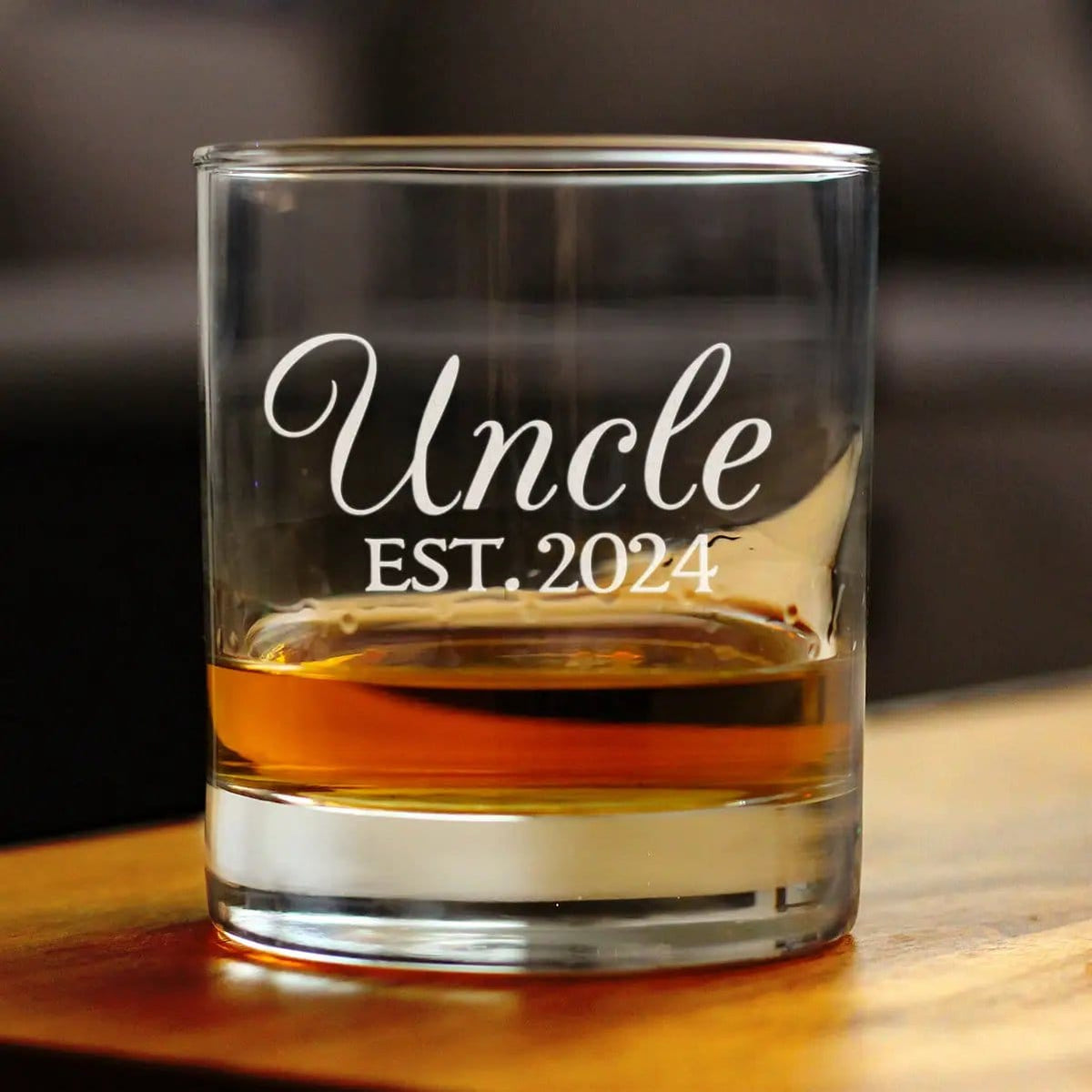 Etched Rocks Glass | 10.25 oz Whiskey Glass | Dishwasher Safe | Uncle Est 2024 (Style 2)