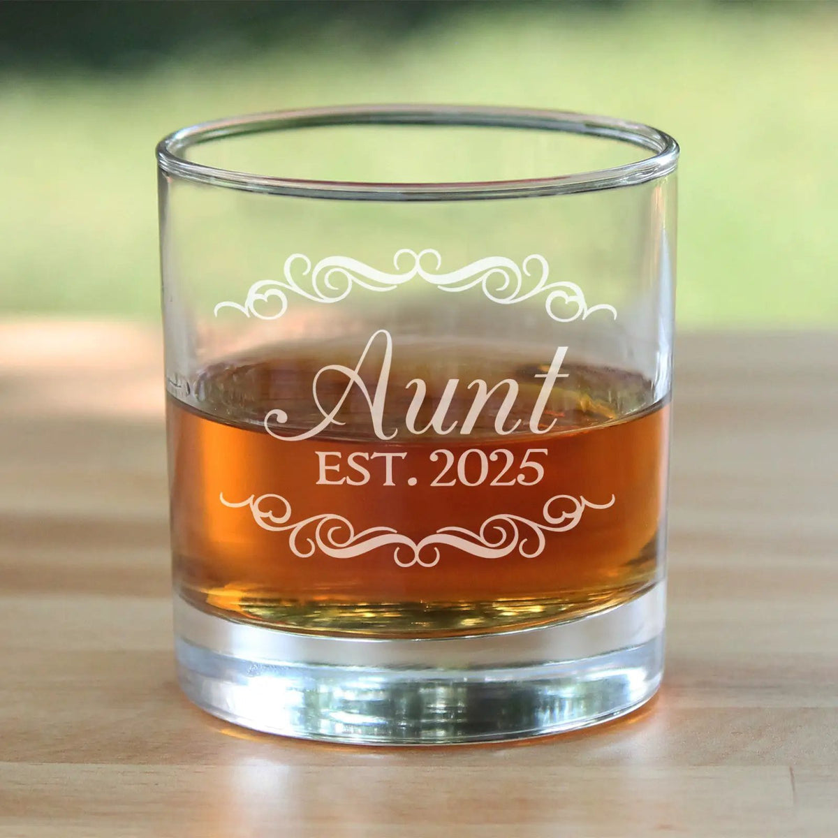 Whiskey Rocks Glass | Etched Aunt Message | 10 Ounce Capacity | Hand Finished