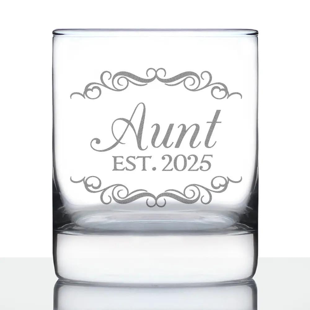 Whiskey Rocks Glass | Etched Aunt Message | 10 Ounce Capacity | Hand Finished