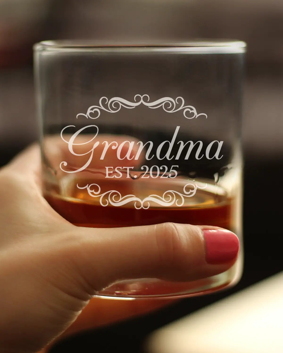 Whiskey Rocks Glass | Grandma Est 2025 Etched | Dishwasher Safe | 10 Oz