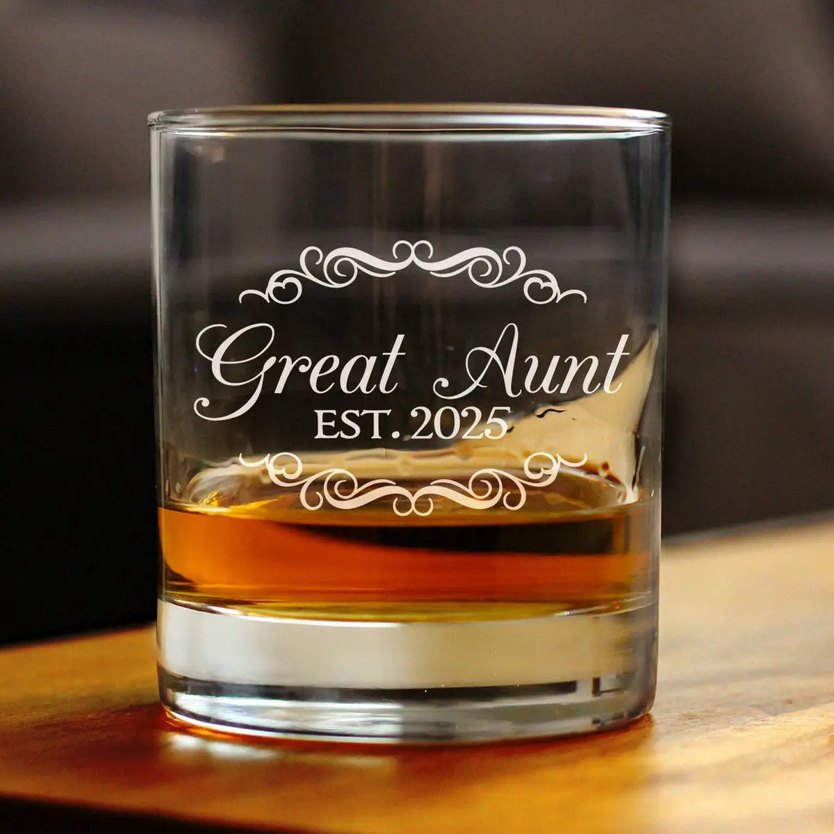 Whiskey Rocks Glass | Etched Great Aunt 10 Oz | Est 2025