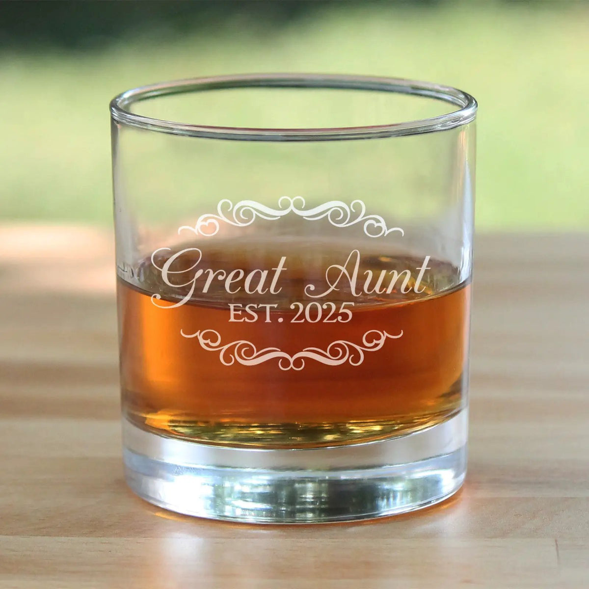 Whiskey Rocks Glass | Etched Great Aunt 10 Oz | Est 2025