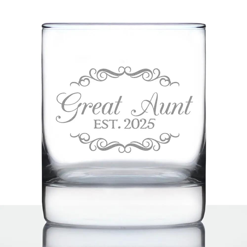 Whiskey Rocks Glass | Etched Great Aunt 10 Oz | Est 2025