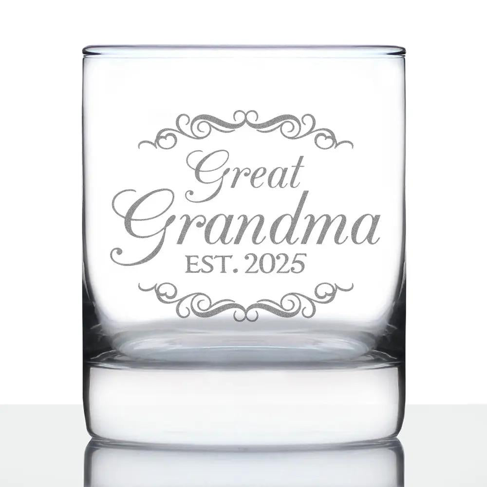 Whiskey Rocks Glass | Hand Etched Great Grandma | 10 Oz Glass