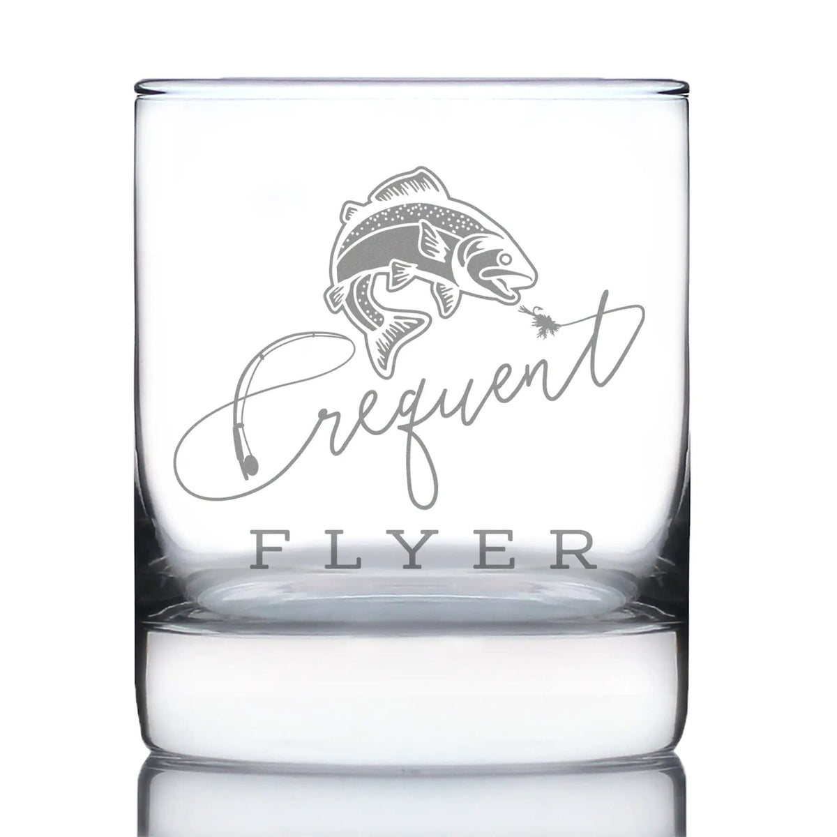 Etched Rocks Glass | 10.25 oz Whiskey Glass | Dishwasher Safe | Frequent Flyer Engraved