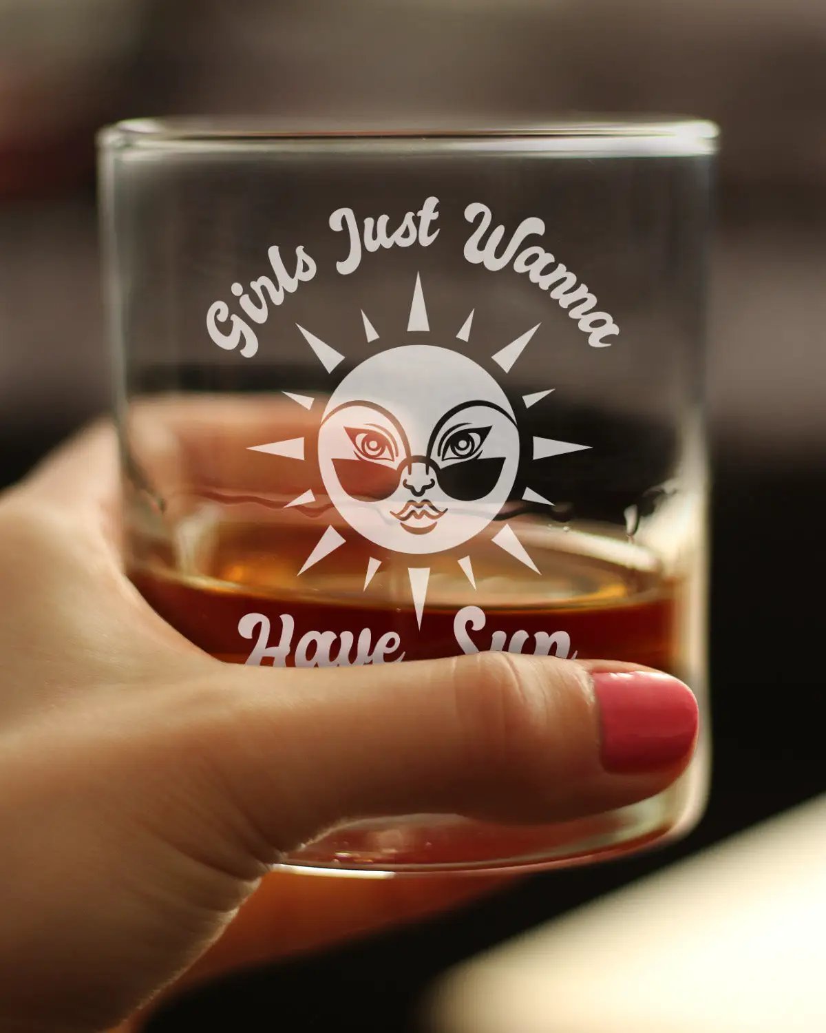 Whiskey Rocks Glass | 10 Oz Capacity | Hand Etched Lettering | Sunset Design