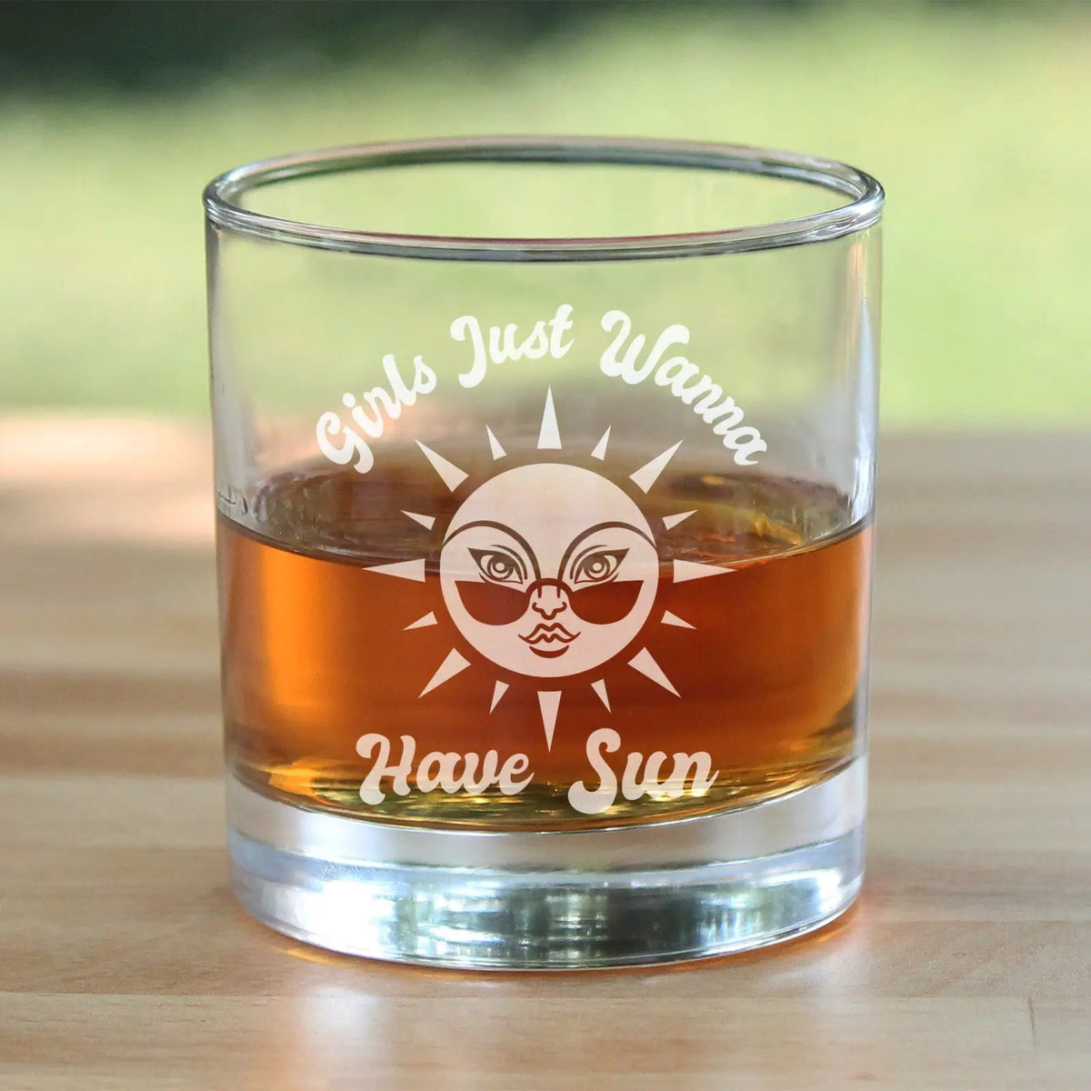 Whiskey Rocks Glass | 10 Oz Capacity | Hand Etched Lettering | Sunset Design