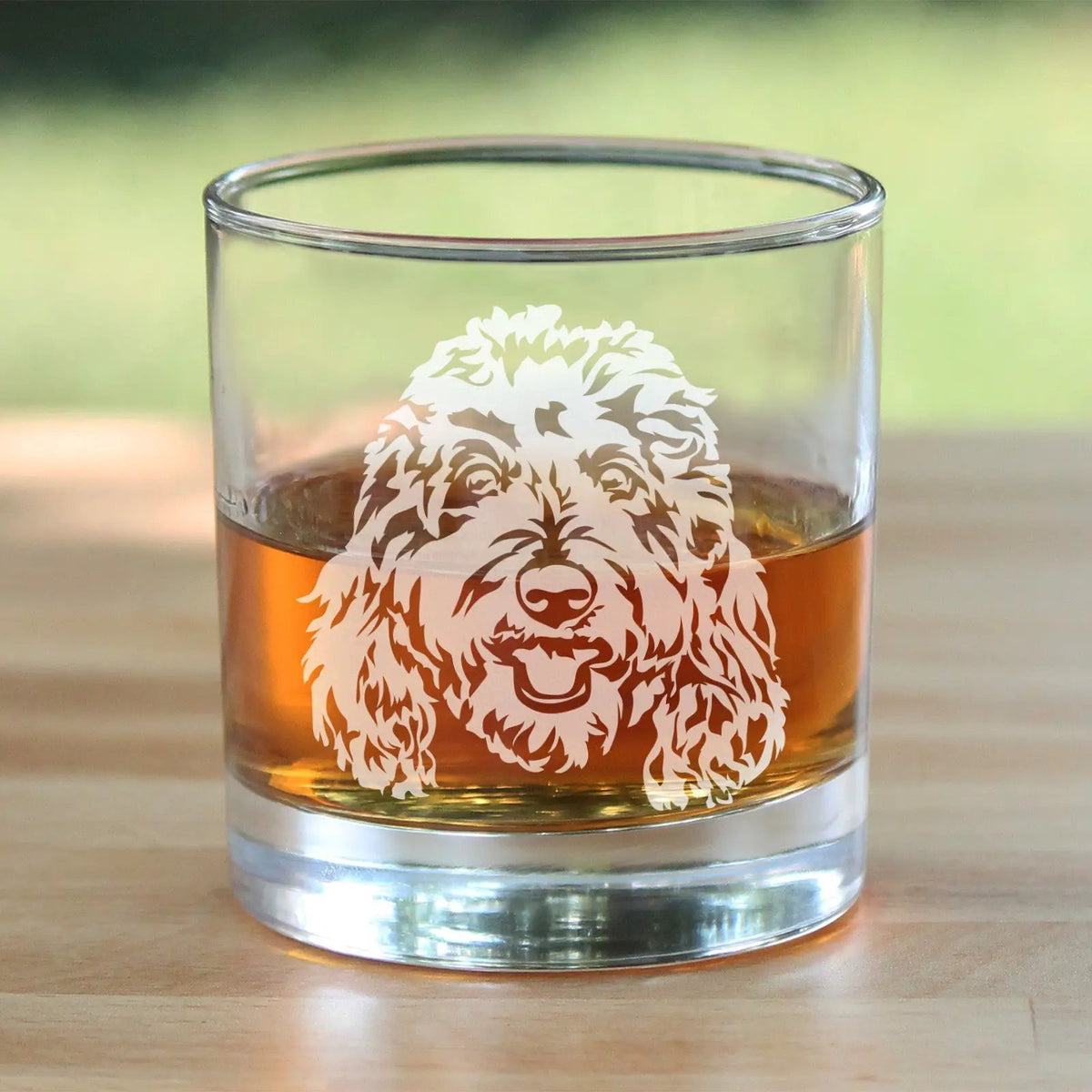 Whiskey Rocks Glass | Goldendoodle Etched Design | 10 Oz