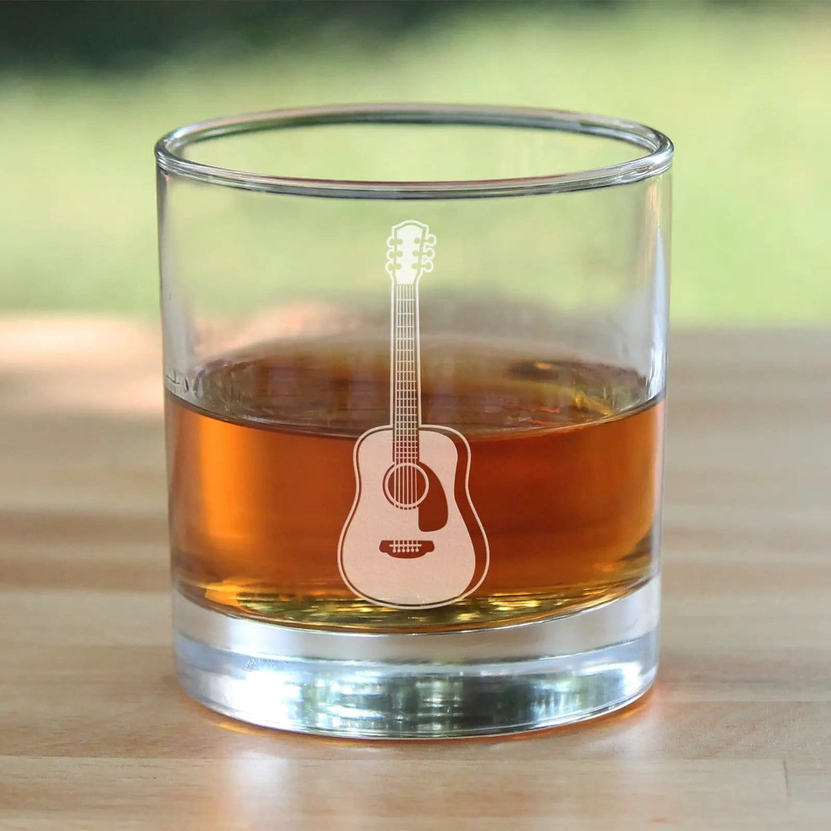 Etched Rocks Glass | 10.25 oz Whiskey Glass | Dishwasher Safe | Acoustic Guitar