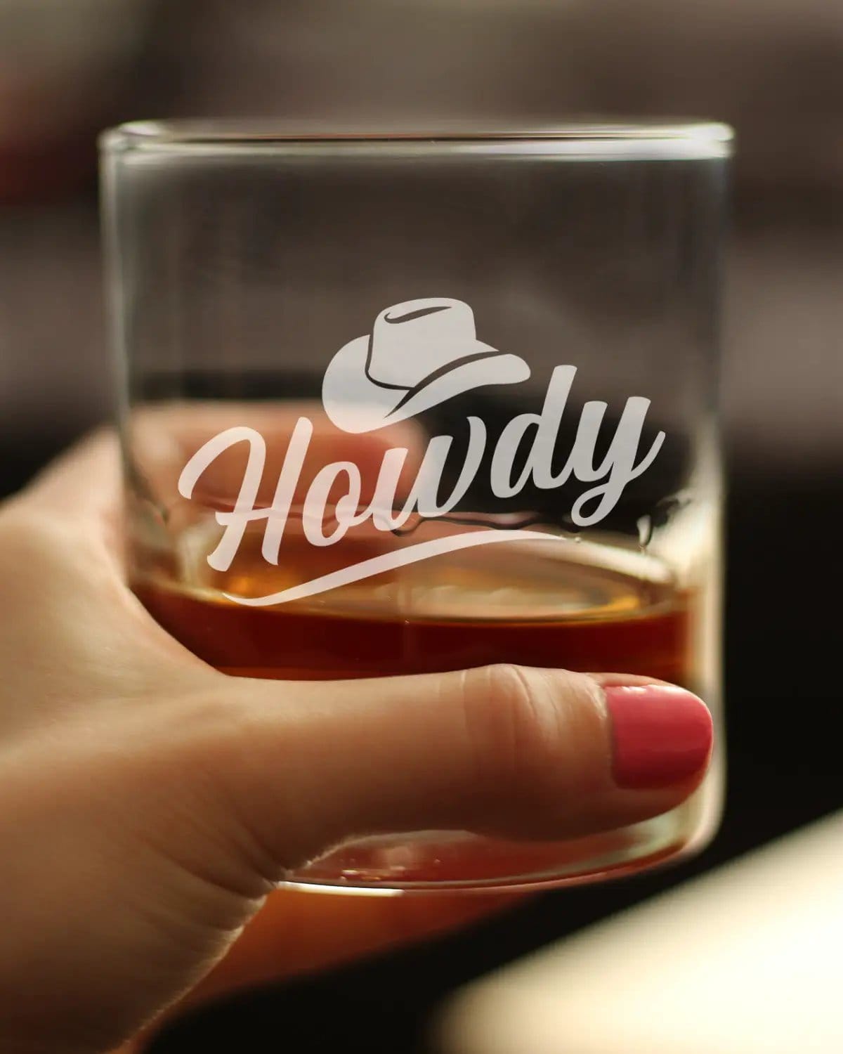 Etched Rocks Glass | 10.25 oz Whiskey Glass | Dishwasher Safe | Howdy Engraved