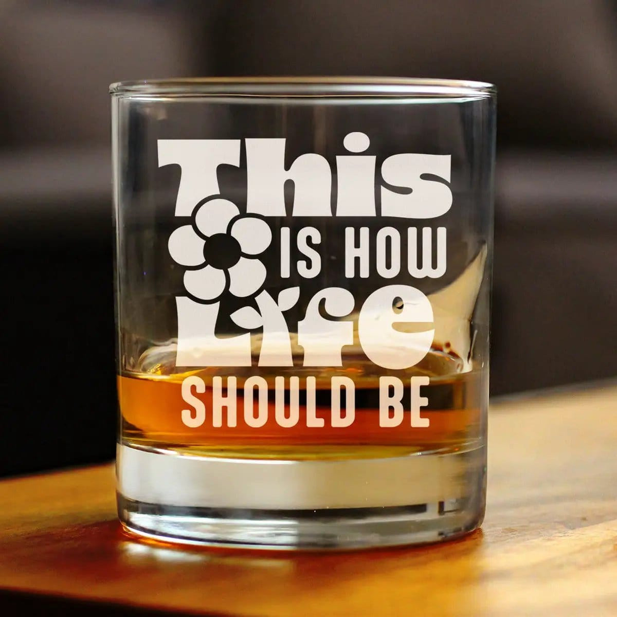 Etched Rocks Glass | 10.25 oz Whiskey Glass | Dishwasher Safe | This is How Life Should Be Engraved