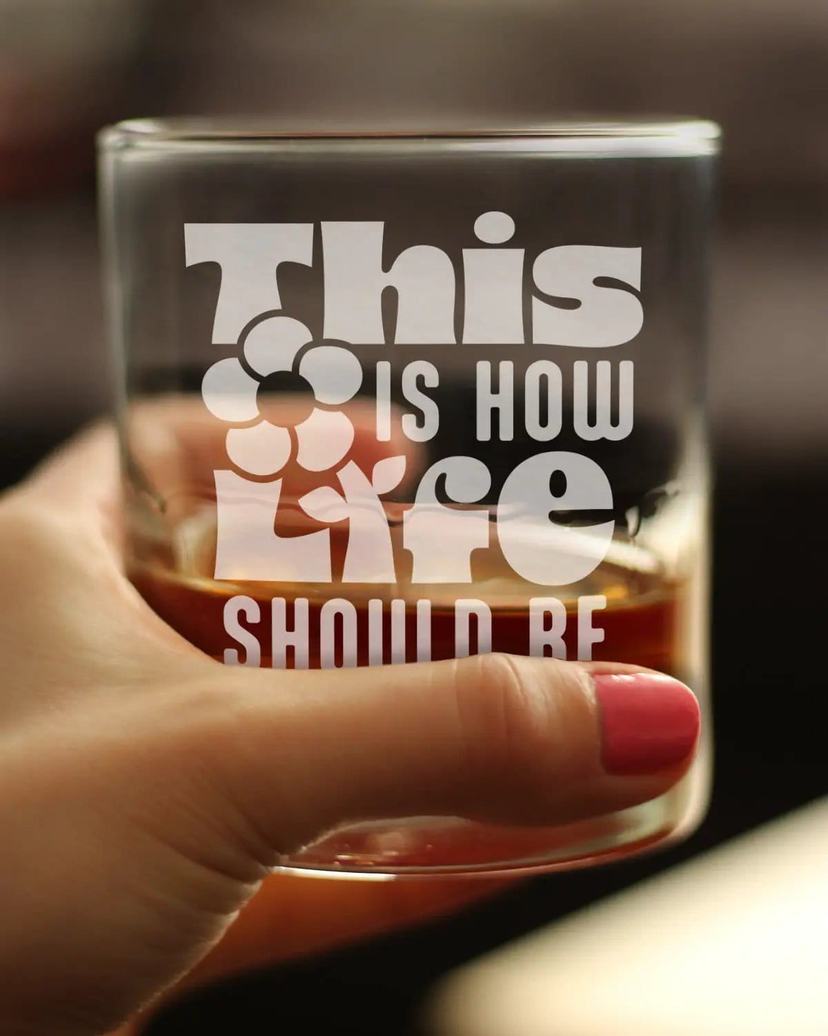 Etched Rocks Glass | 10.25 oz Whiskey Glass | Dishwasher Safe | This is How Life Should Be Engraved