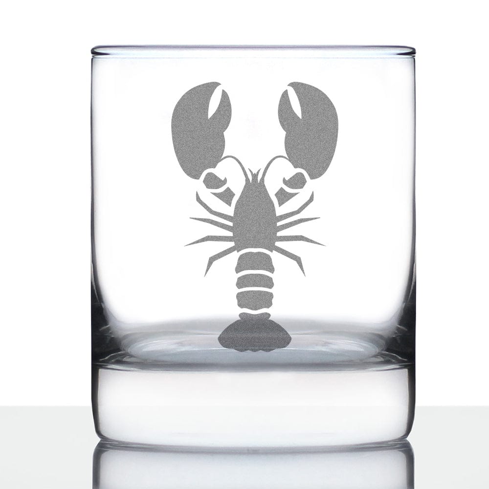 Etched Rocks Glass | 10 oz Whiskey Glass | Dishwasher Safe | Lobster