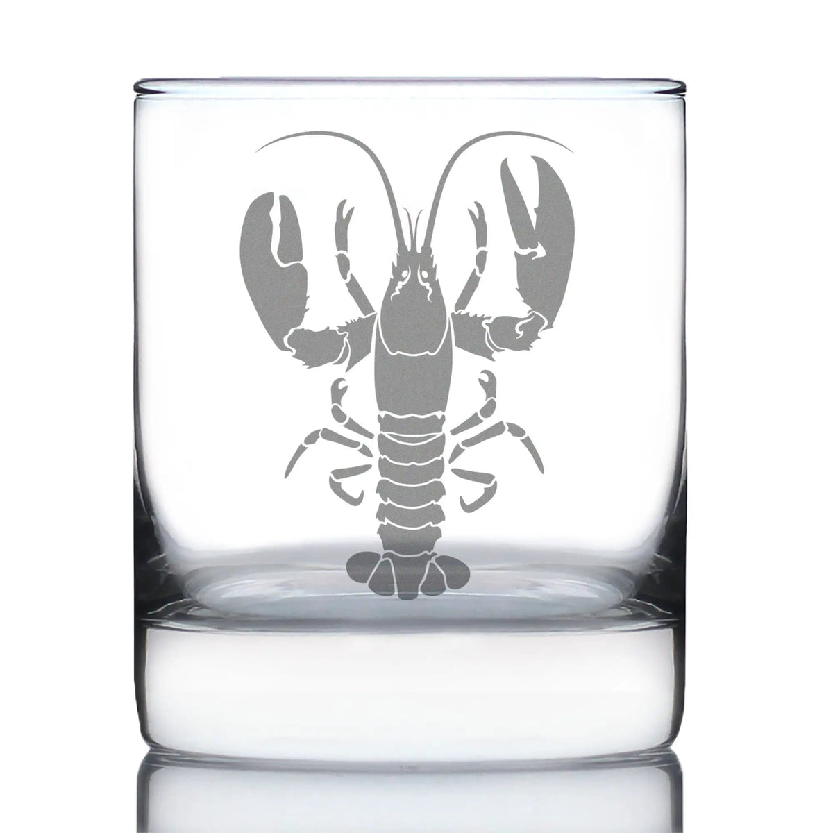 Etched Rocks Glass | 10.25 oz Whiskey Glass | Dishwasher Safe | Lobster Engraved