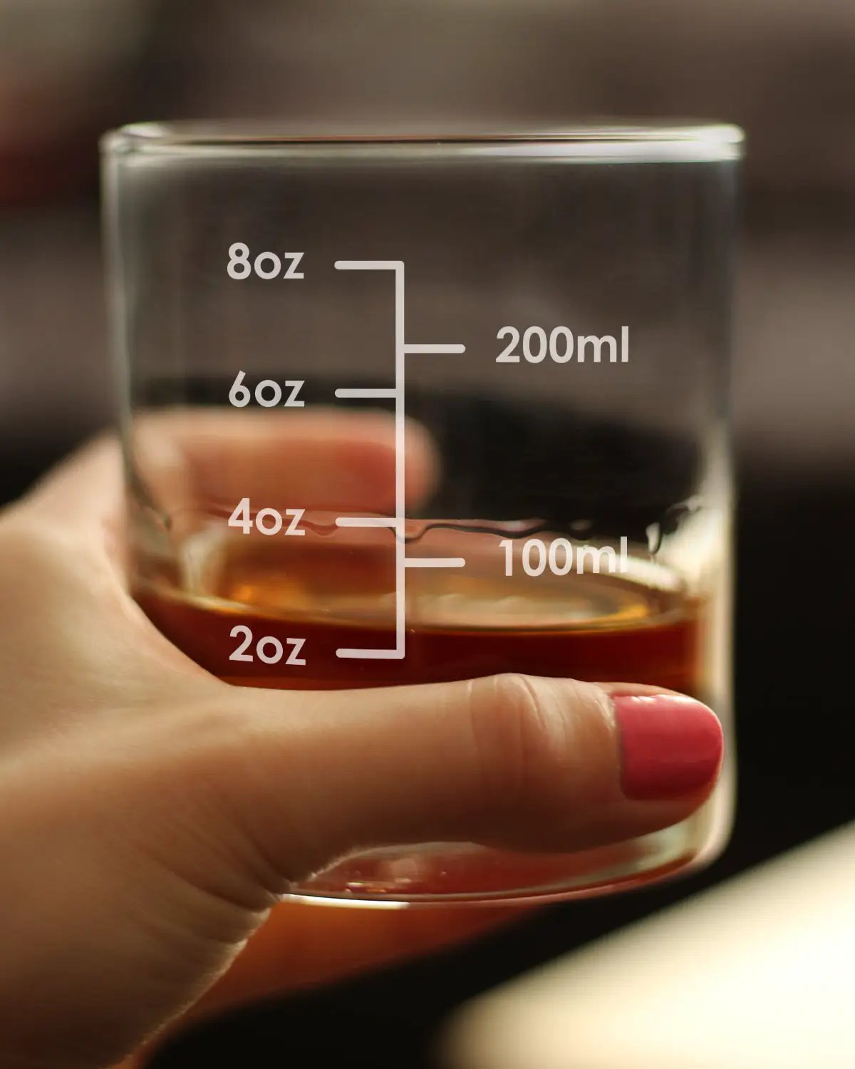 Whiskey Rocks Glass | Etched Measure Lines | 10 Oz Capacity