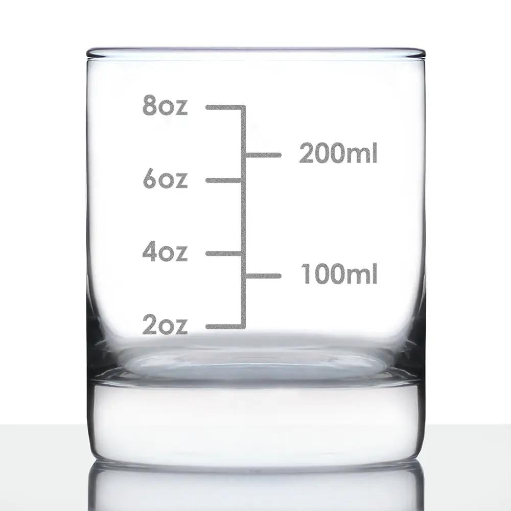 Whiskey Rocks Glass | Etched Measure Lines | 10 Oz Capacity