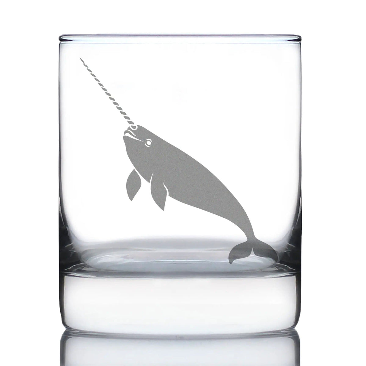 Etched Rocks Glass | 10.25 oz Whiskey Glass | Dishwasher Safe | Narwhal Engraved