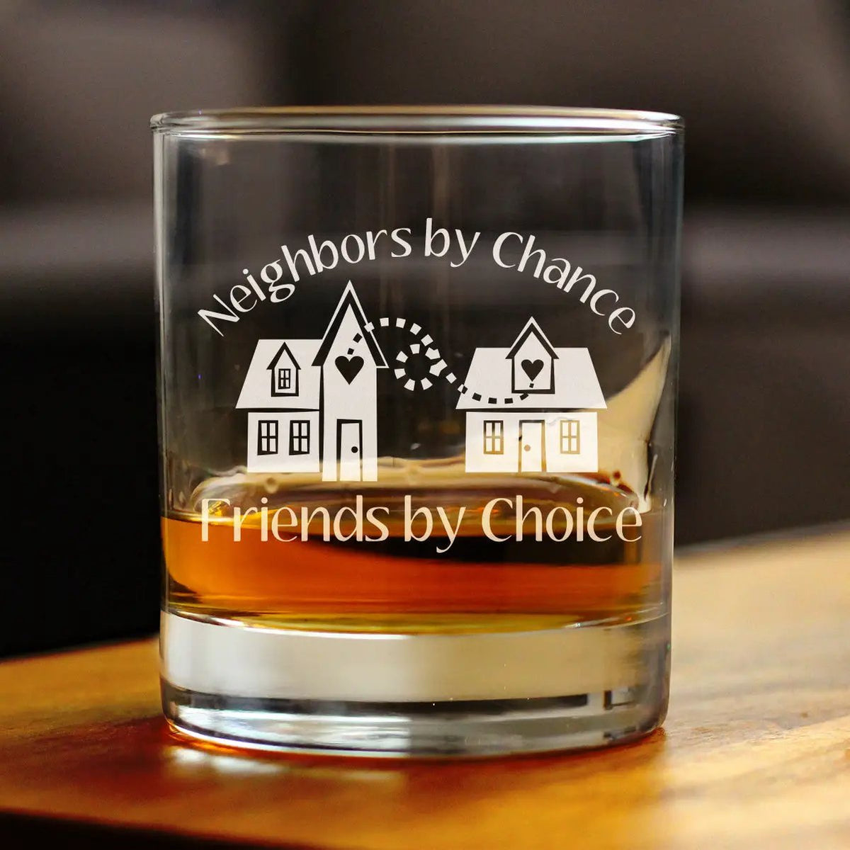 Whiskey Rocks Glass | Hand Etched Text | 10 Oz Size | Old Fashioned Style