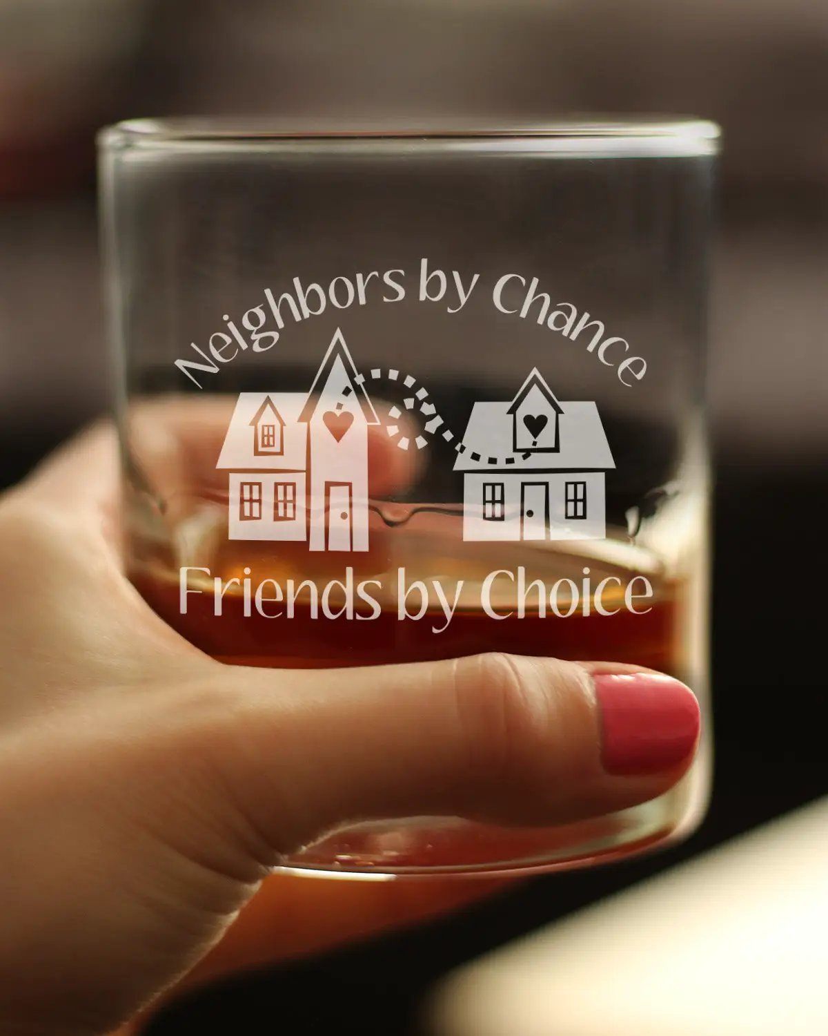 Whiskey Rocks Glass | Hand Etched Text | 10 Oz Size | Old Fashioned Style