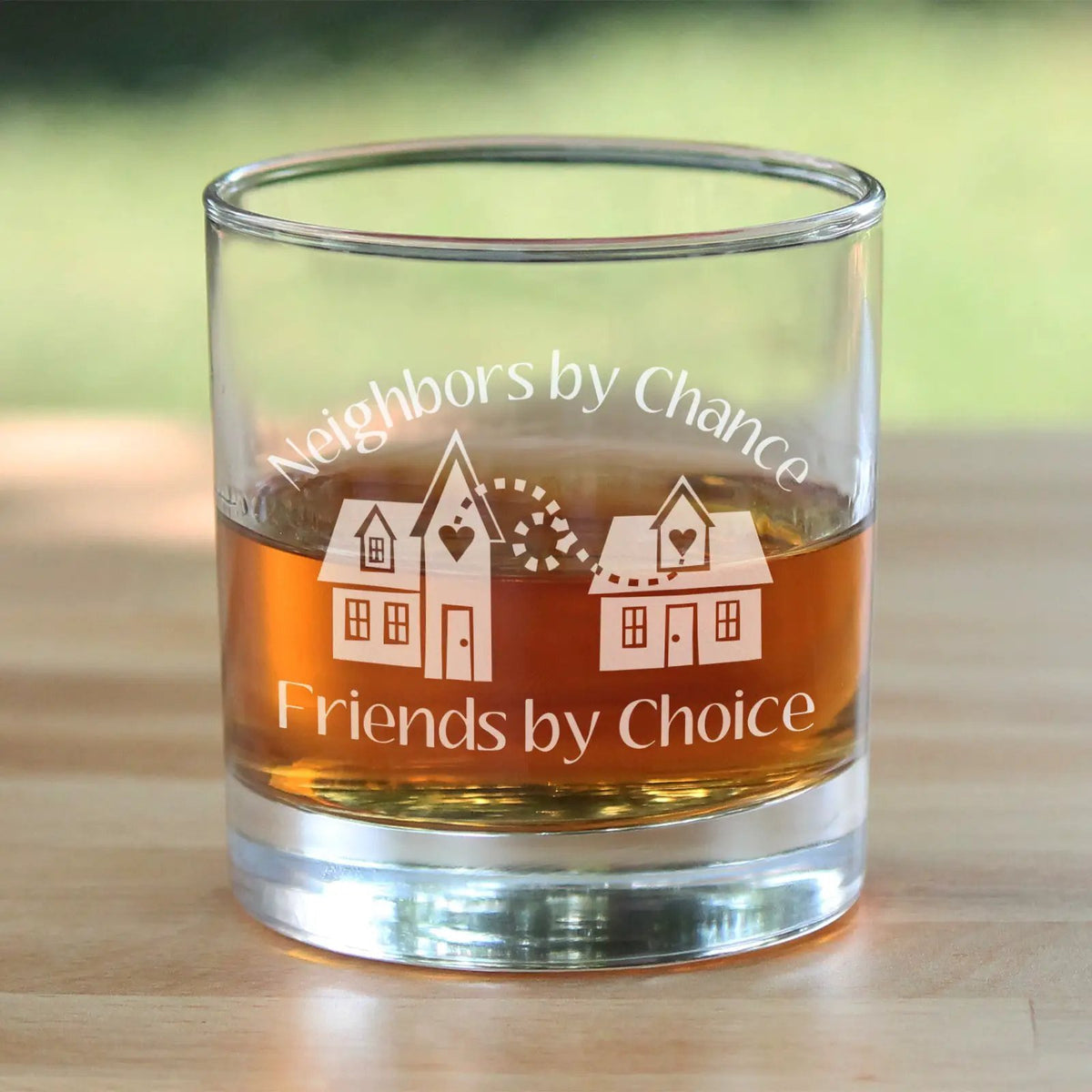 Whiskey Rocks Glass | Hand Etched Text | 10 Oz Size | Old Fashioned Style