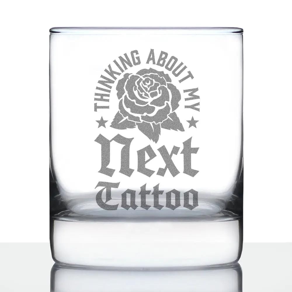 Etched Rocks Glass | 10.25 oz Whiskey Glass | Dishwasher Safe | Next Tattoo Engraved