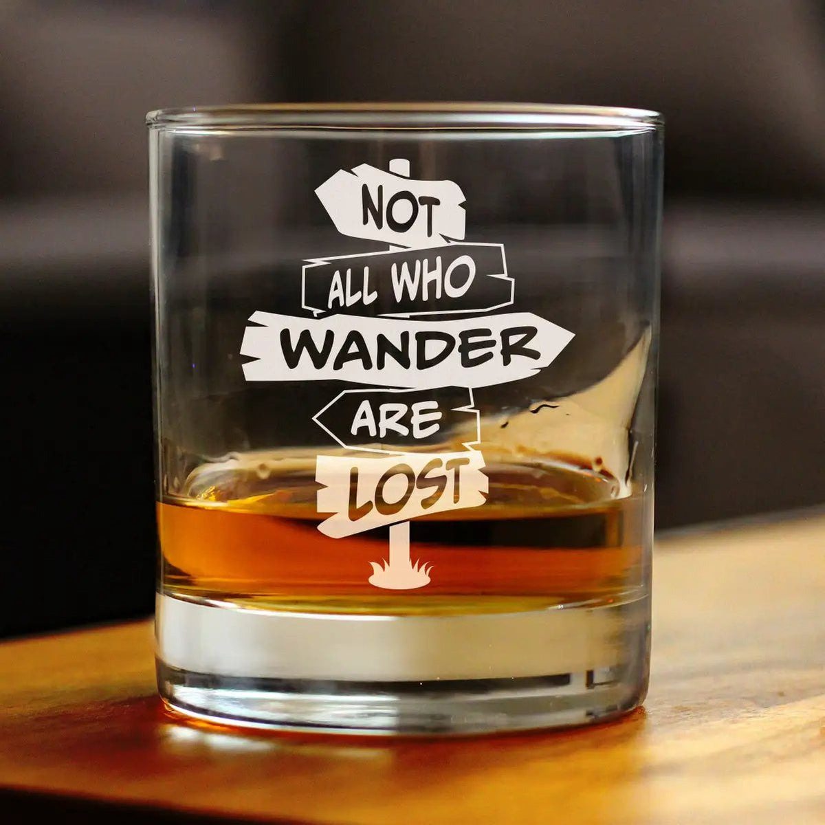 Whiskey Rocks Glass | Hand Etched Quote | 10 Oz Capacity | Clear