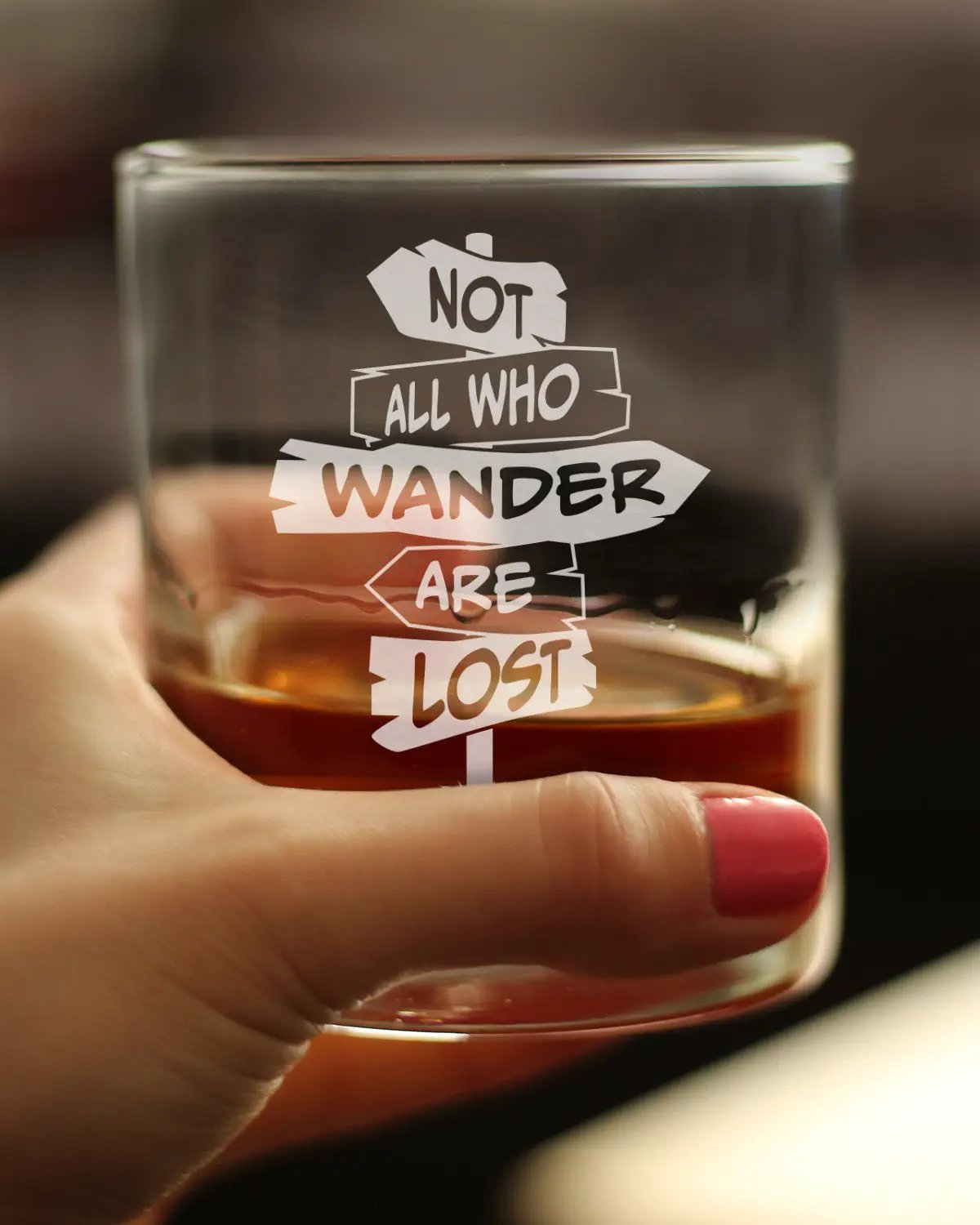 Whiskey Rocks Glass | Hand Etched Quote | 10 Oz Capacity | Clear