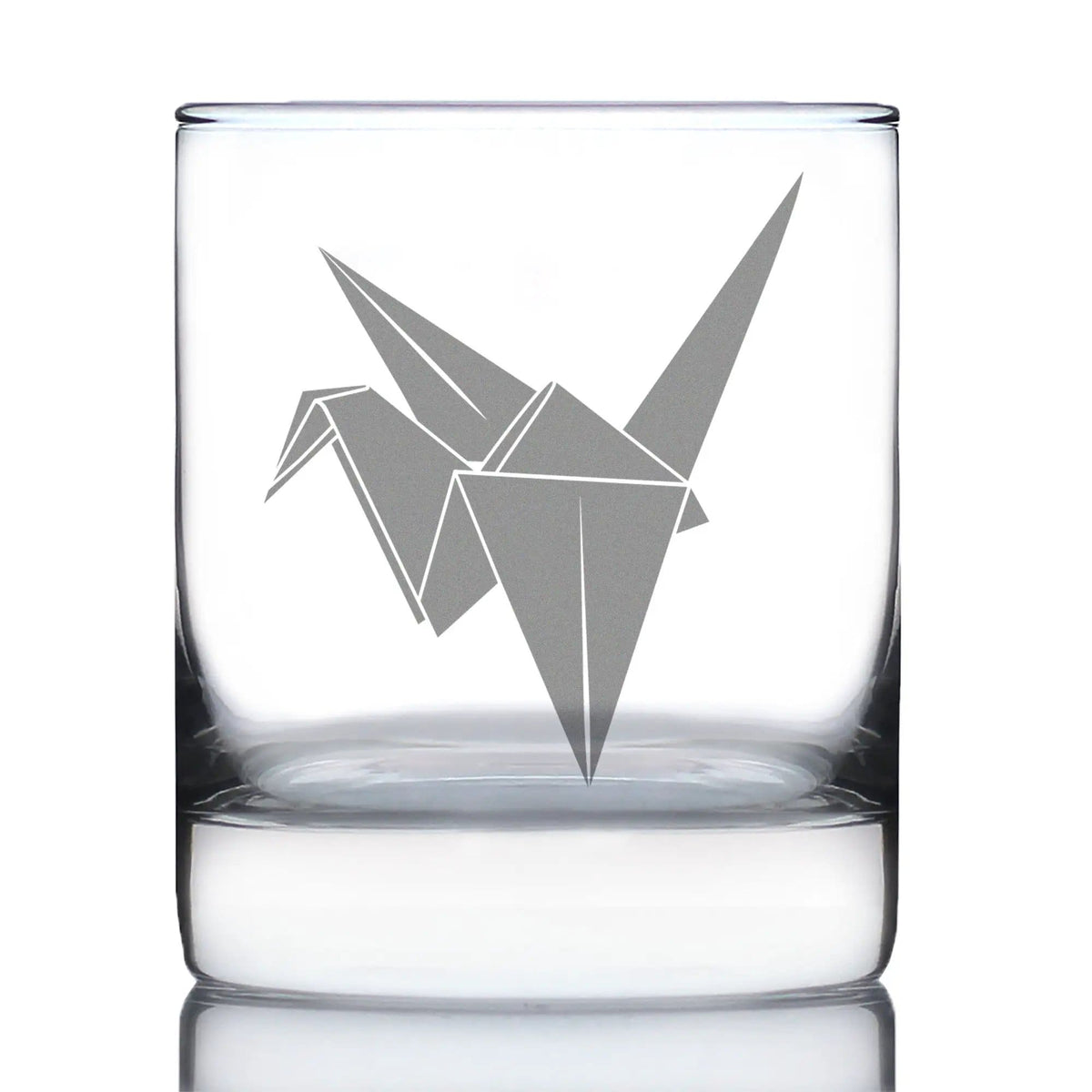 Etched Rocks Glass | 10.25 oz Whiskey Glass | Dishwasher Safe | Paper Crane Engraved