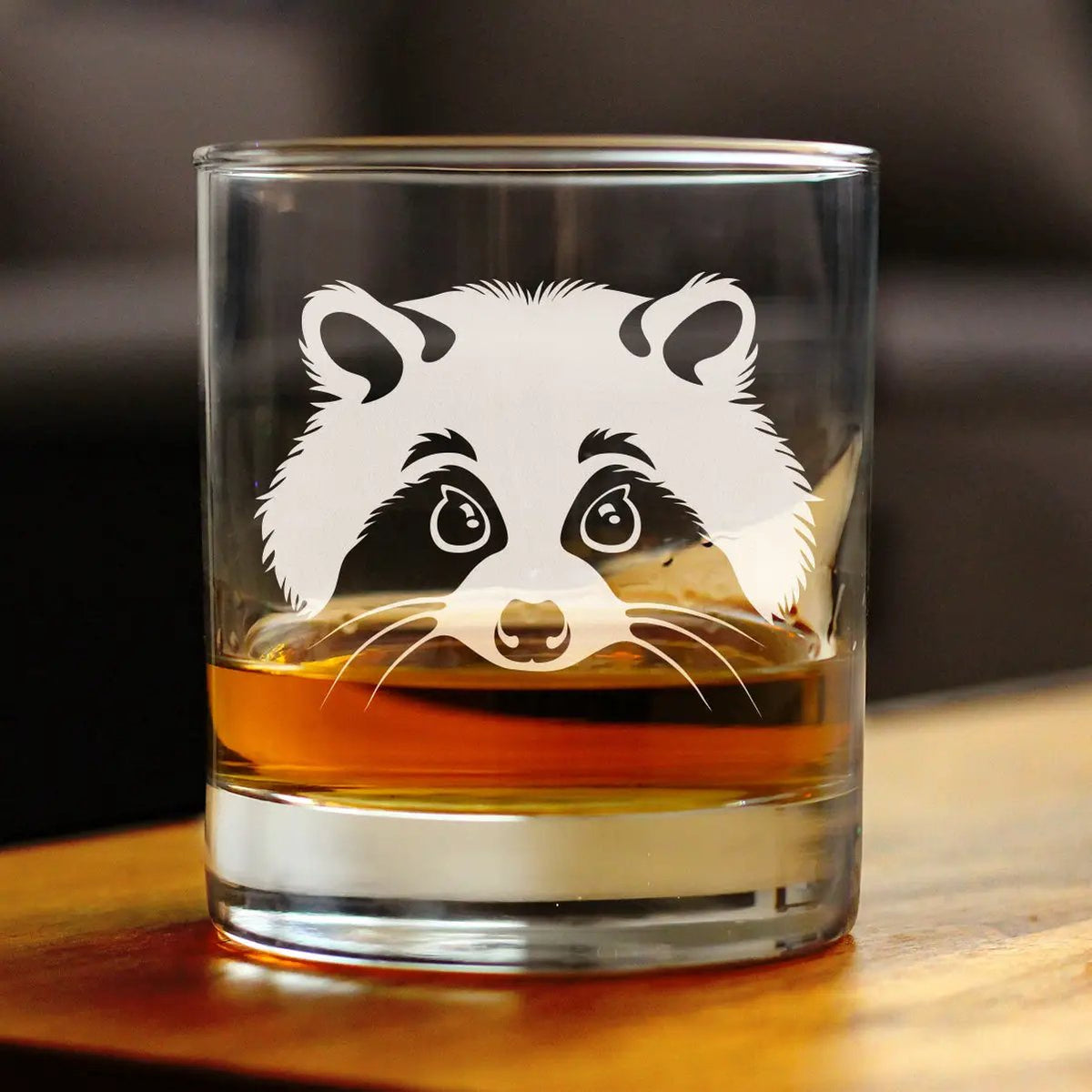 Raccoon Rocks Glass | Hand Etched | 10 Oz | Dishwasher Safe