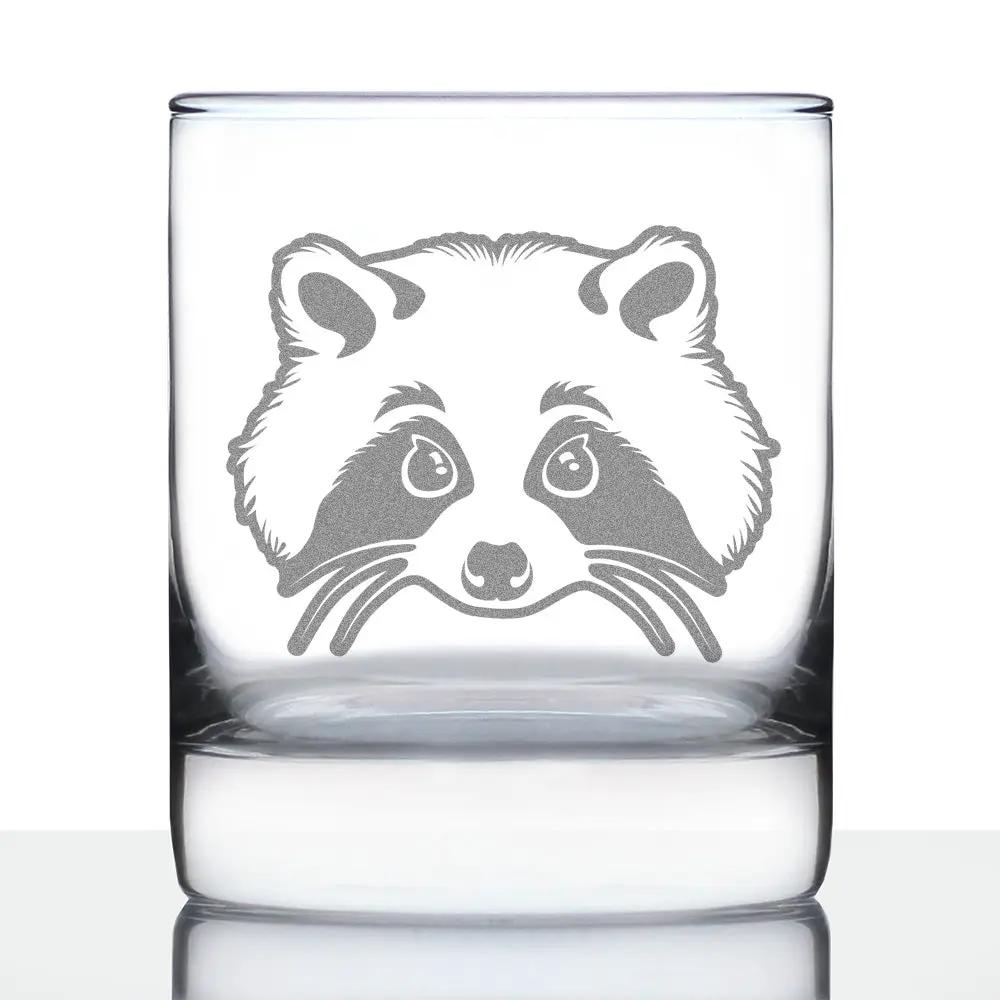Raccoon Rocks Glass | Hand Etched | 10 Oz | Dishwasher Safe