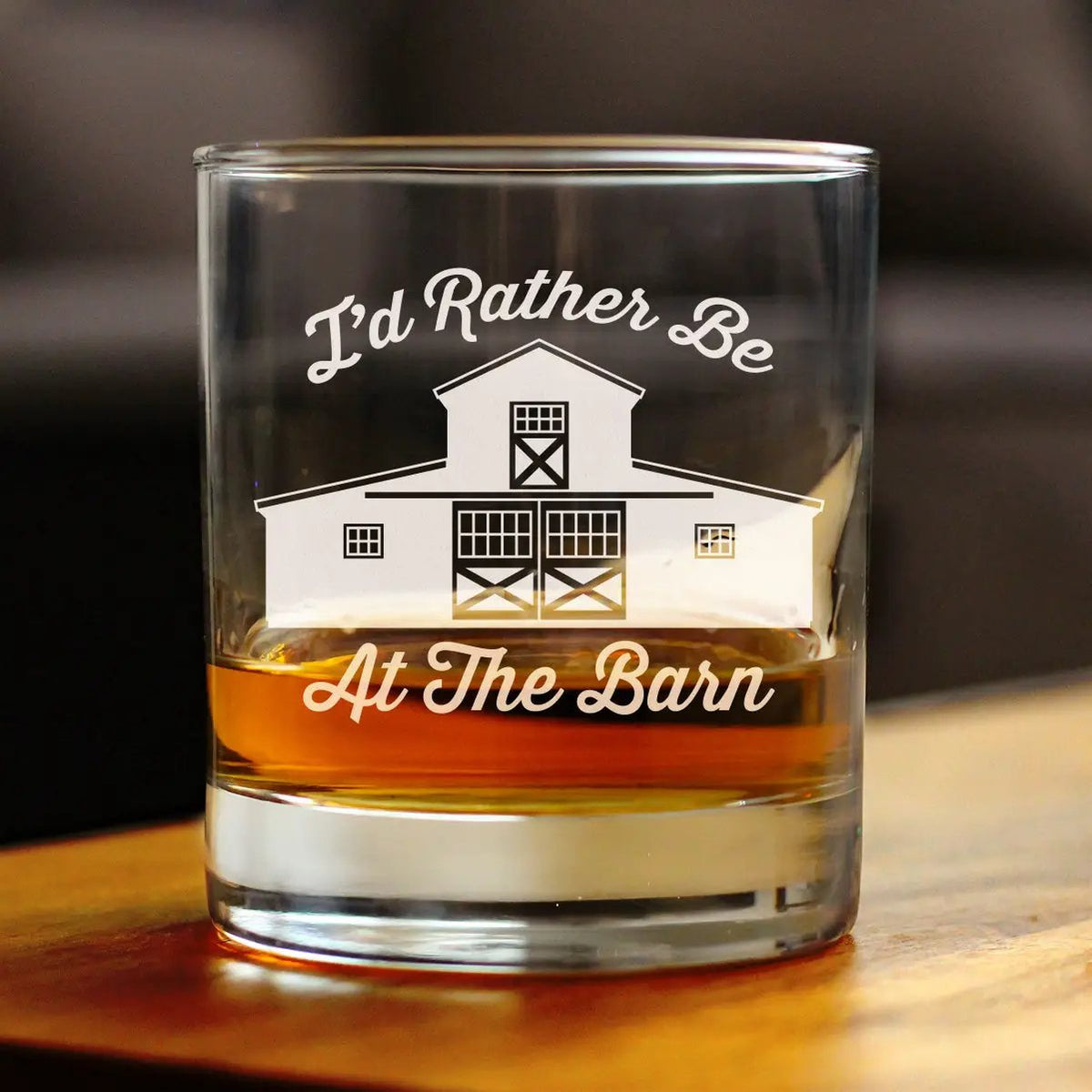 Whiskey Rocks Glass | 10 Oz | Hand Etched | Rather Be At The Barn