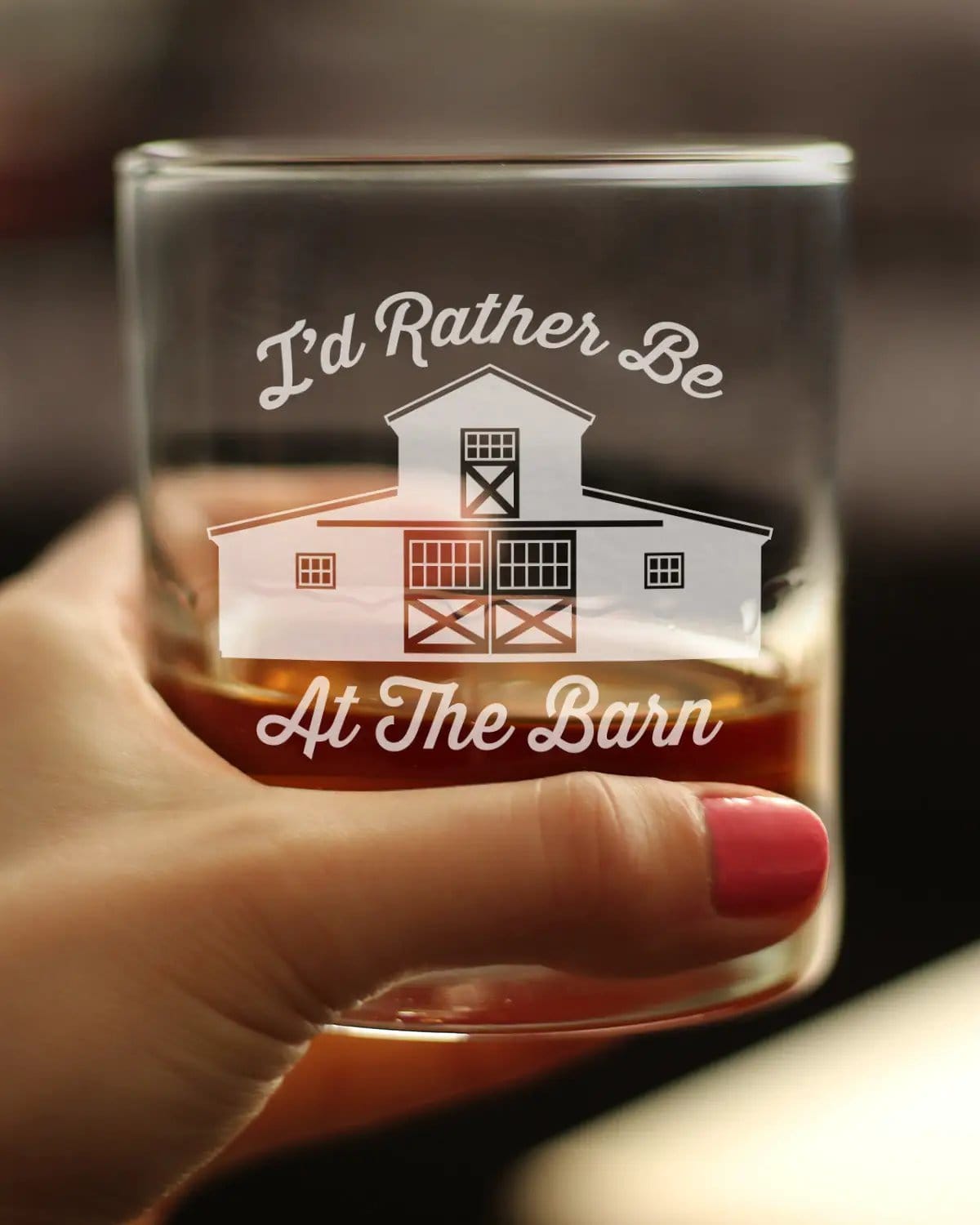 Whiskey Rocks Glass | 10 Oz | Hand Etched | Rather Be At The Barn