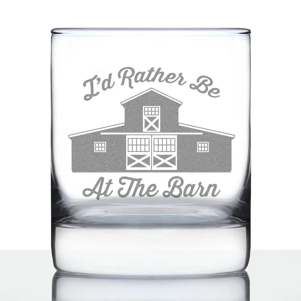 Whiskey Rocks Glass | 10 Oz | Hand Etched | Rather Be At The Barn