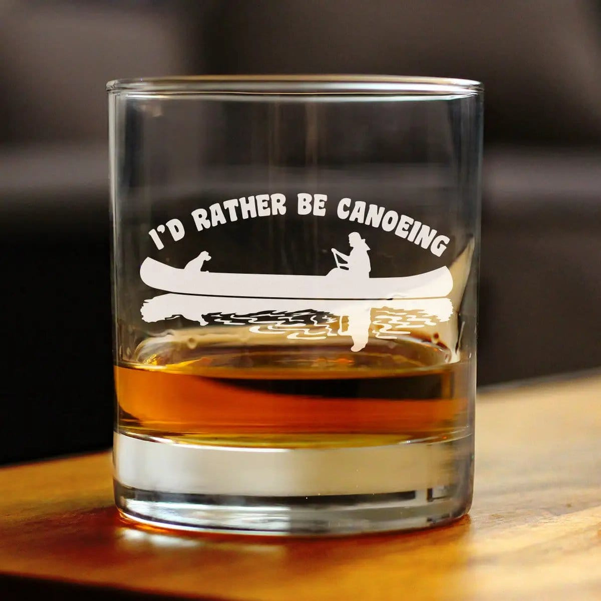 Whiskey Rocks Glass | Hand Etched Quote | 10 Oz Size | Rather Be Canoeing